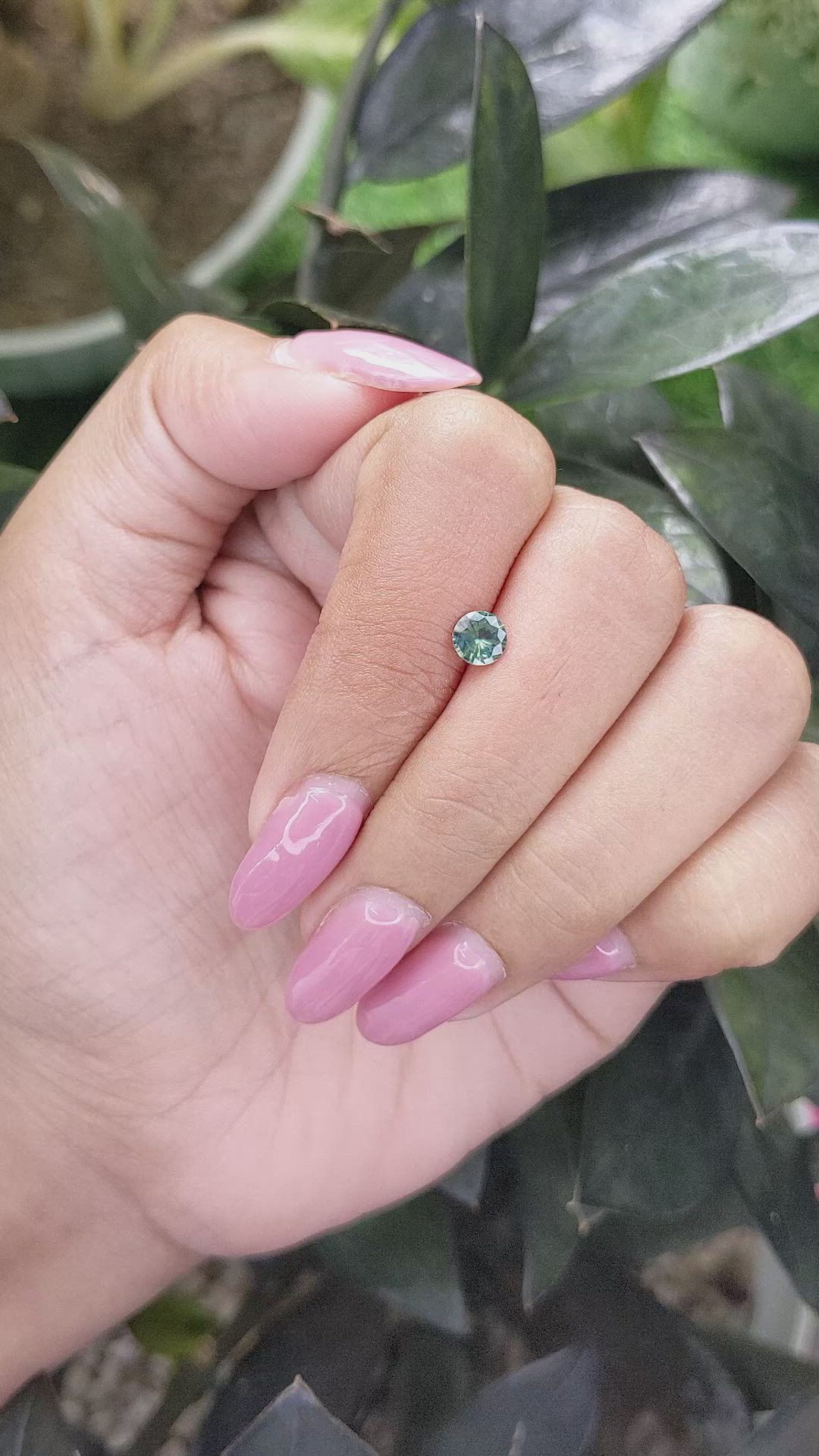 0.46 Ct. Bluish Green Sapphire from Madagascar Size Video