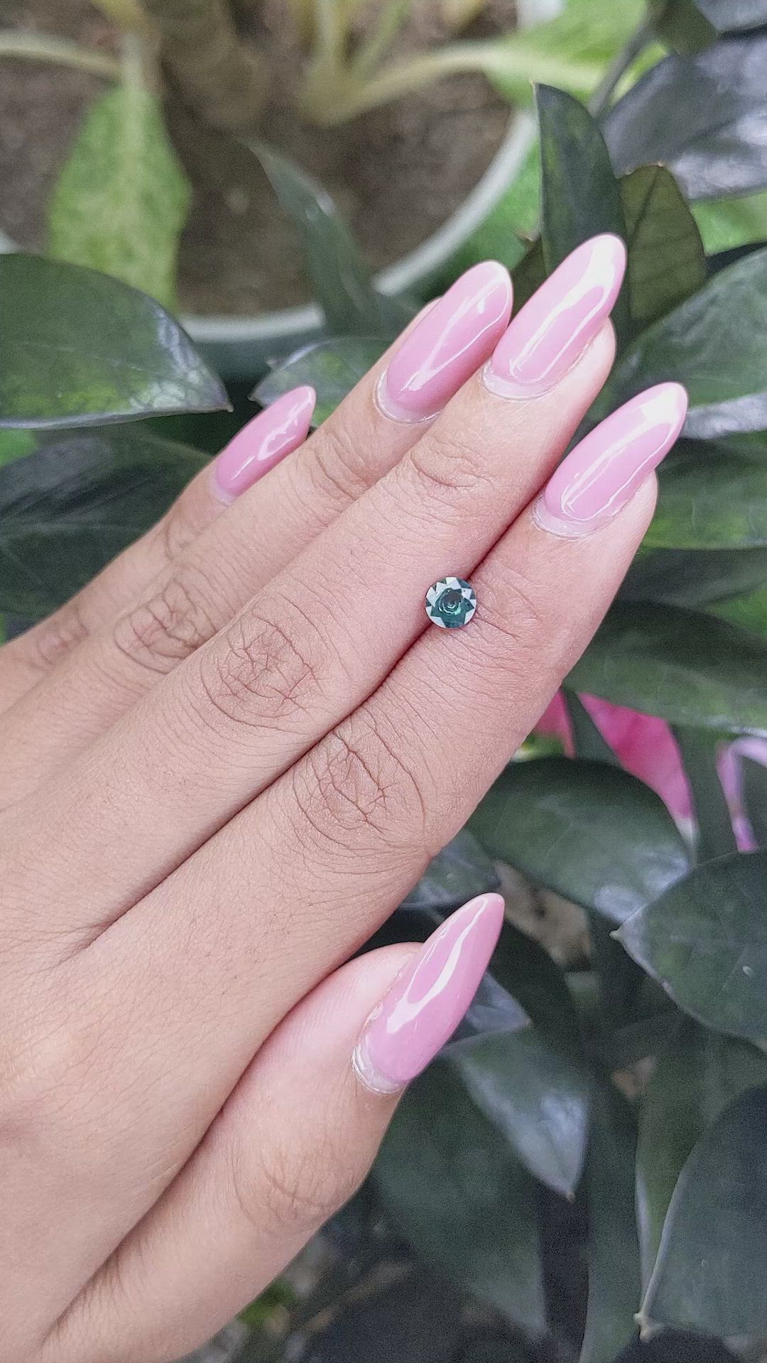 0.45 Ct. Bluish Green Sapphire from Madagascar Size Video