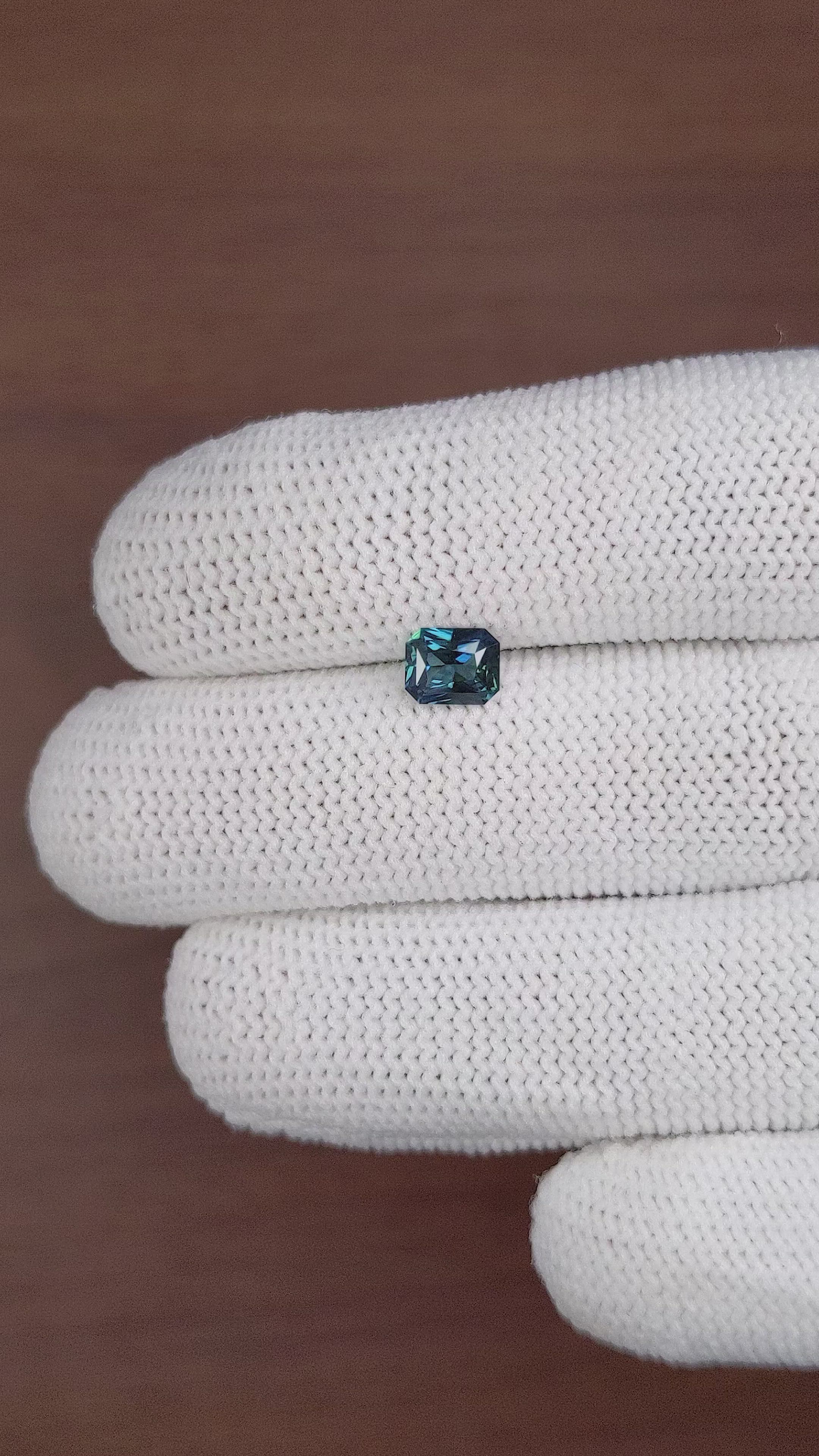 0.96 Ct. Bluish Green Sapphire from Madagascar Size Video