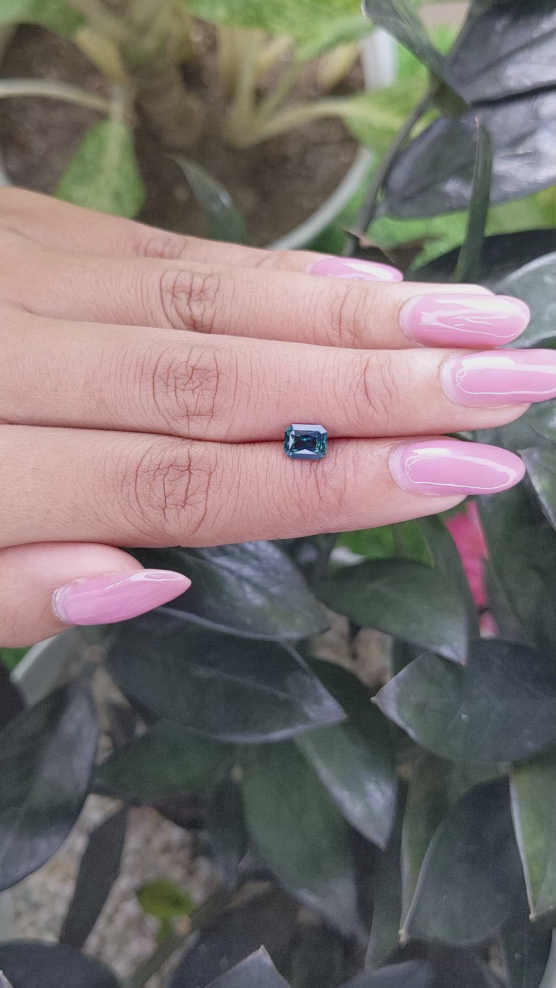 0.96 Ct. Bluish Green Sapphire from Madagascar Size Video