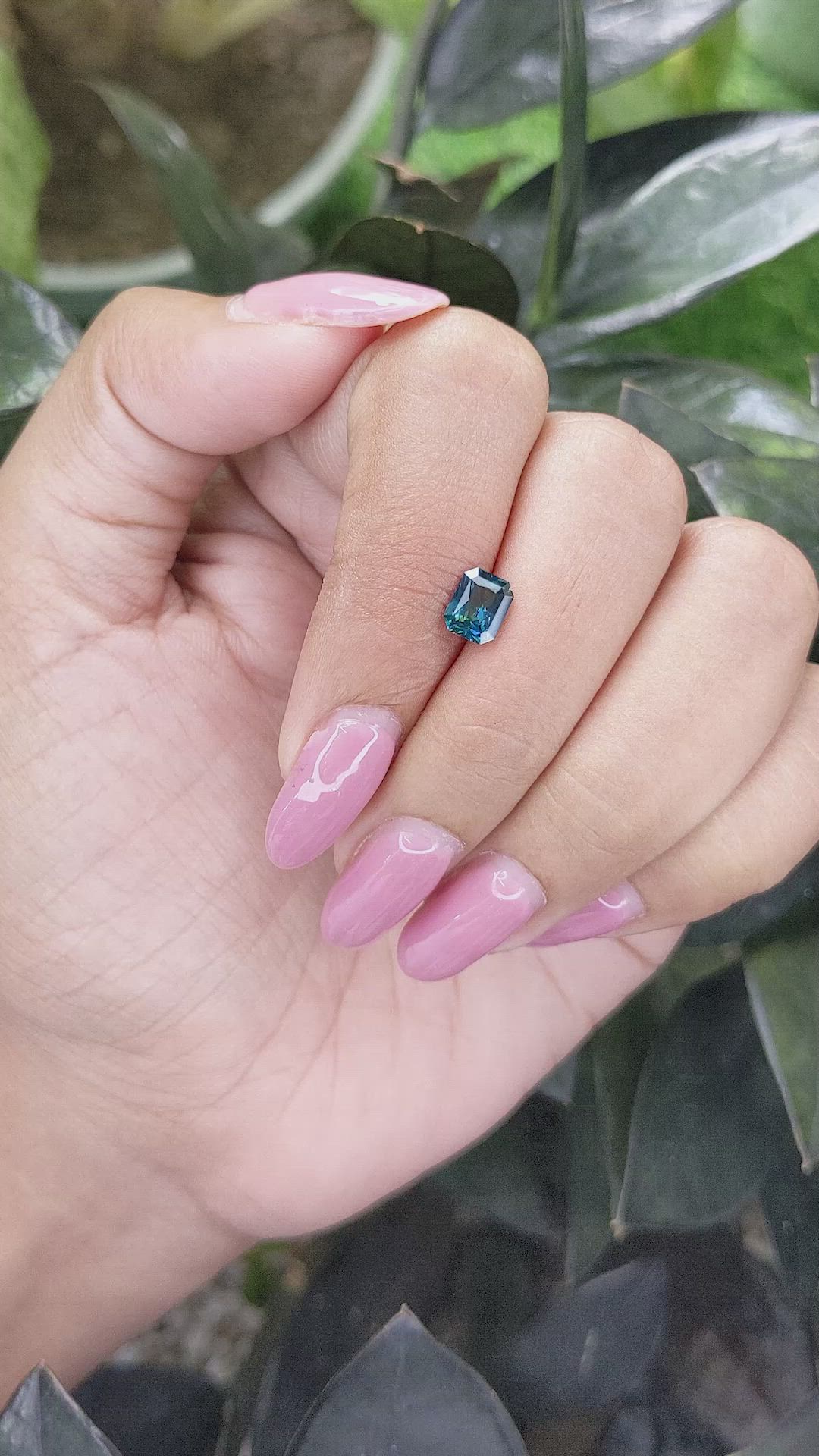 0.96 Ct. Bluish Green Sapphire from Madagascar Size Video