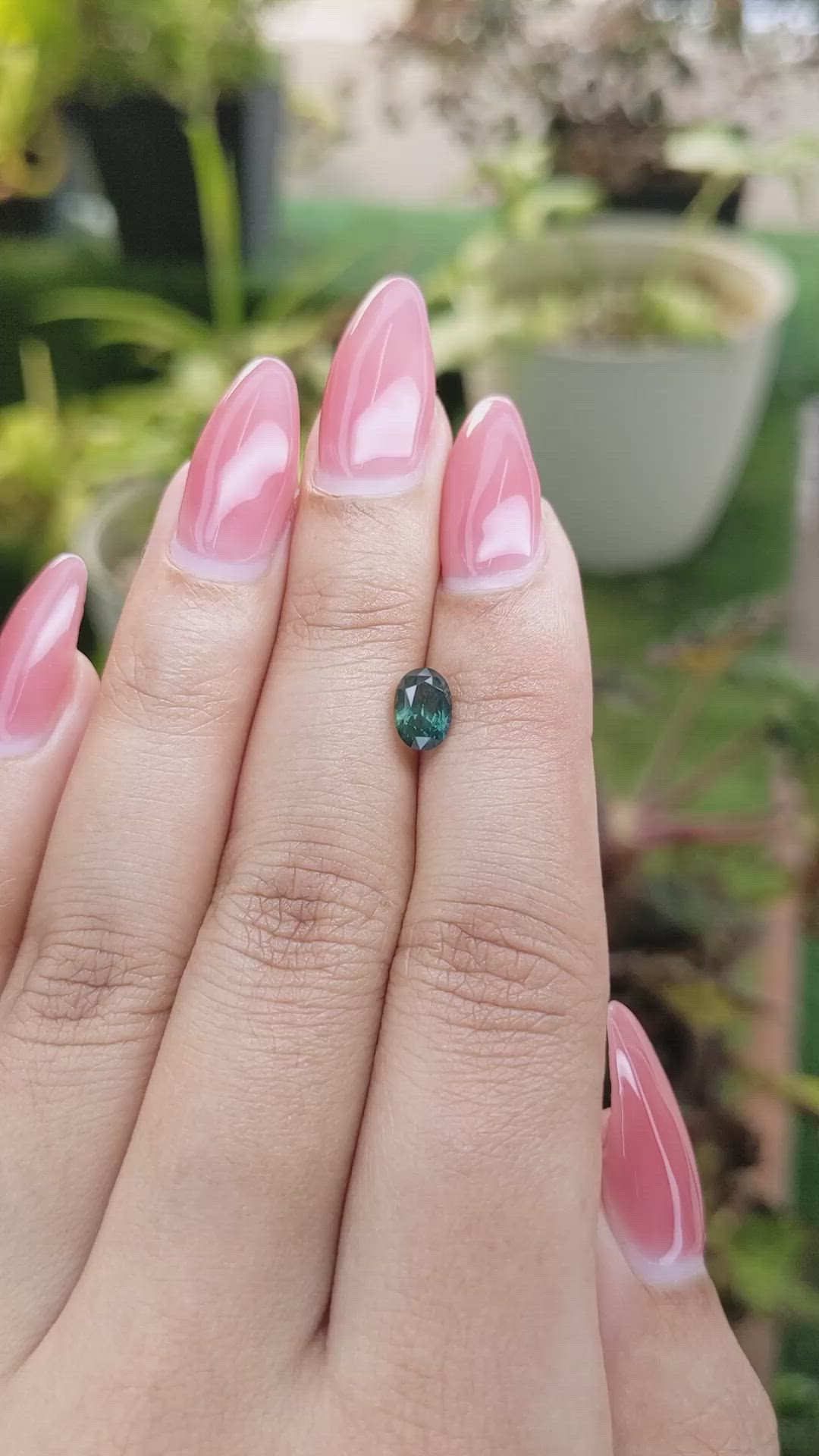1.25 Ct. Bluish Green Sapphire from Ceylon (Sri Lanka) Size Video