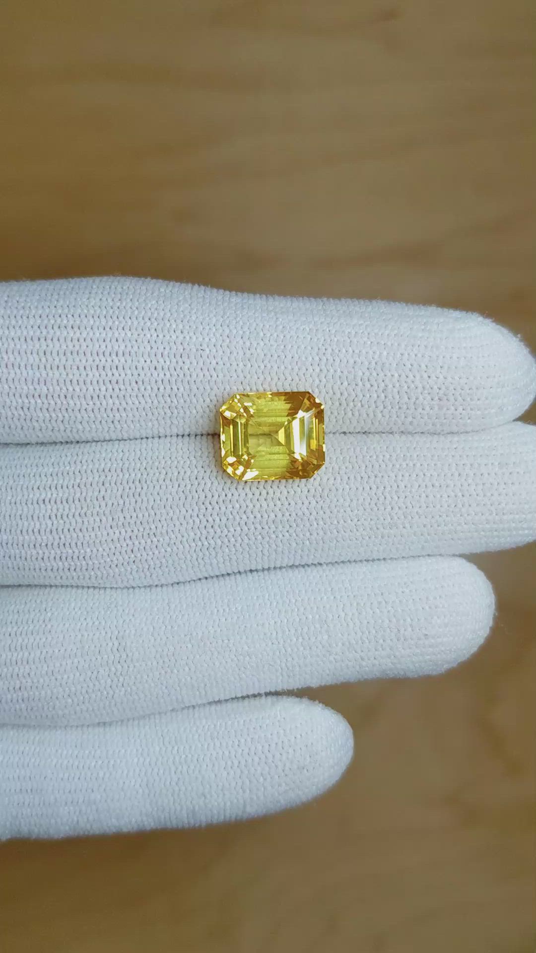 7.60 Ct. Yellow Sapphire from Ceylon (Sri Lanka) Size Video
