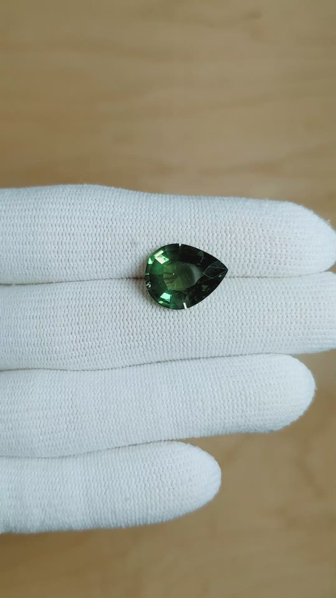 7.12 Ct. Green Sapphire from Madagascar Size Video