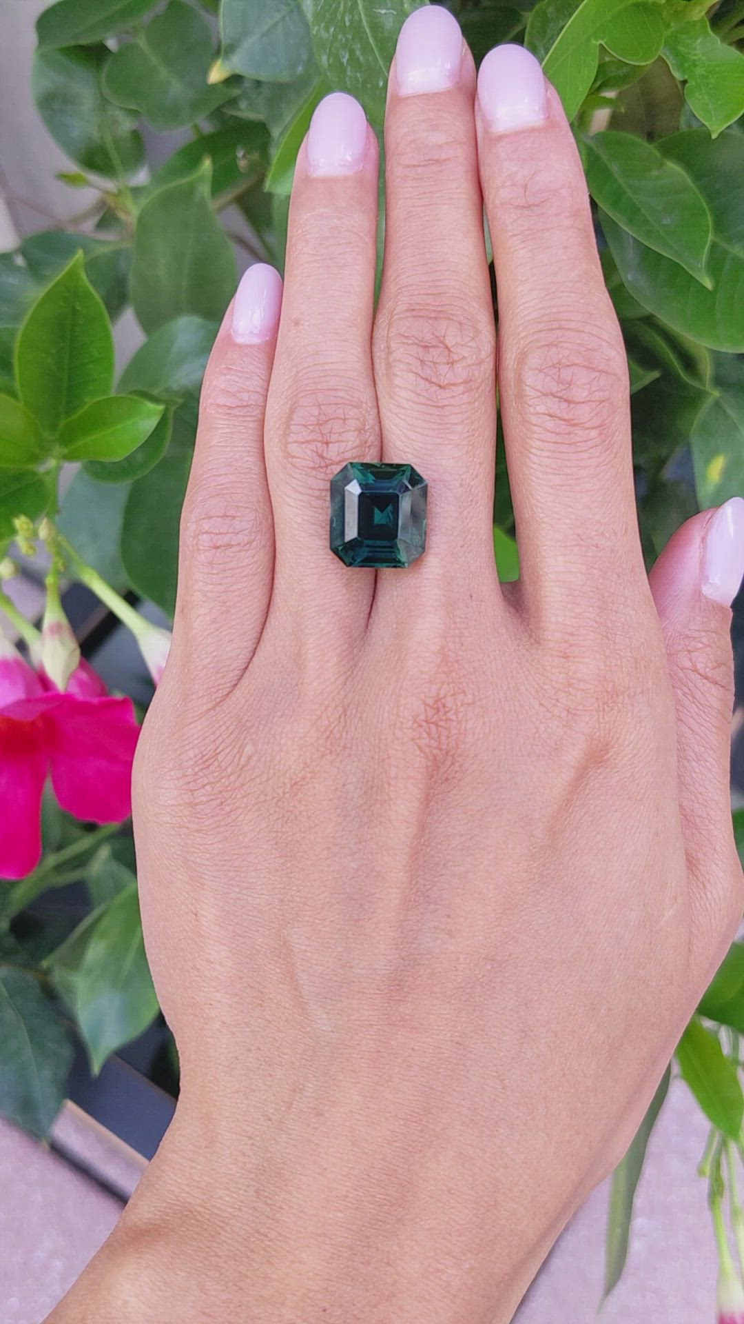 15.09 Ct. Bluish Green Sapphire from Madagascar Size Video