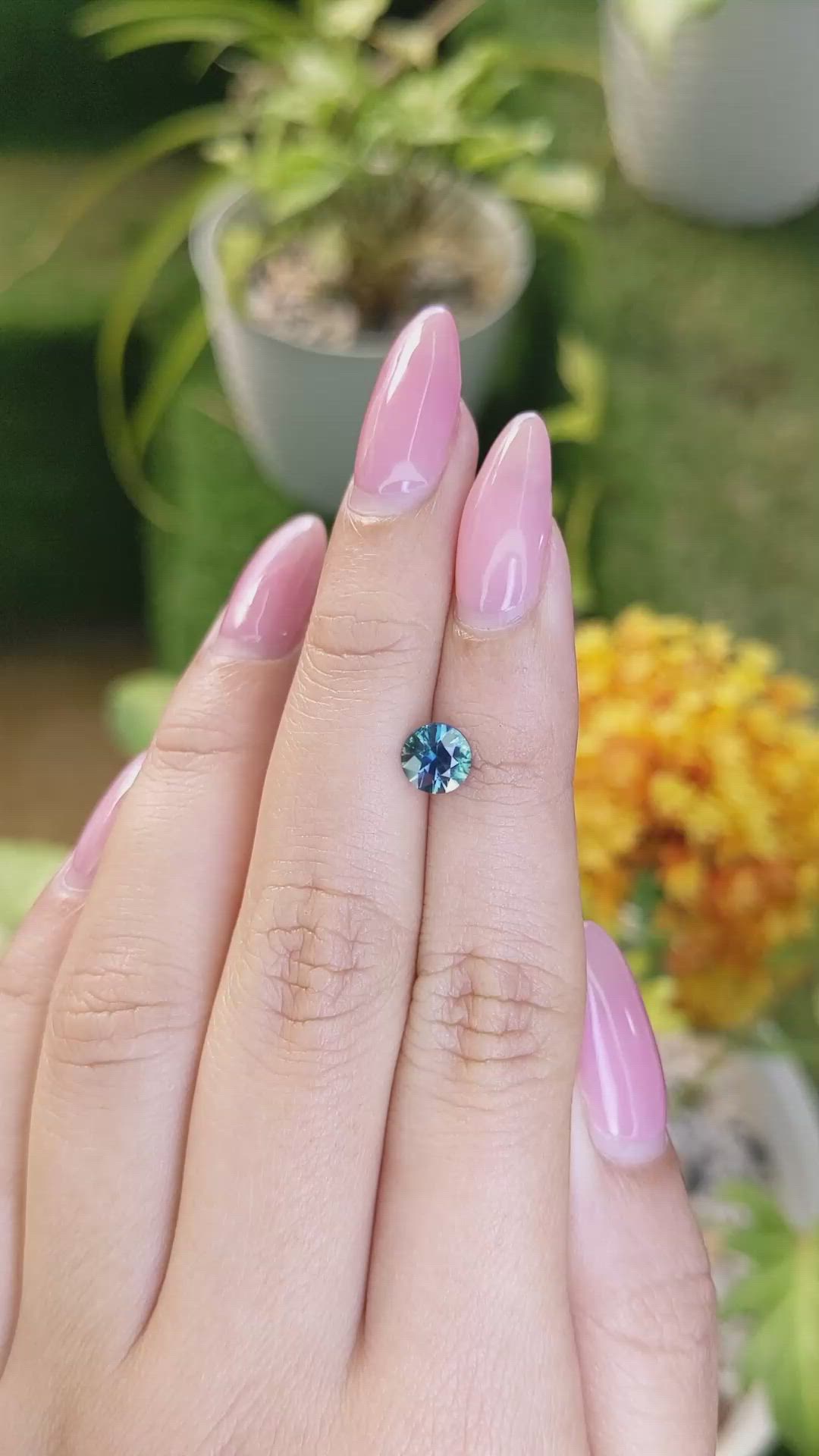 1.04 Ct. Bluish Green Sapphire from Madagascar Size Video