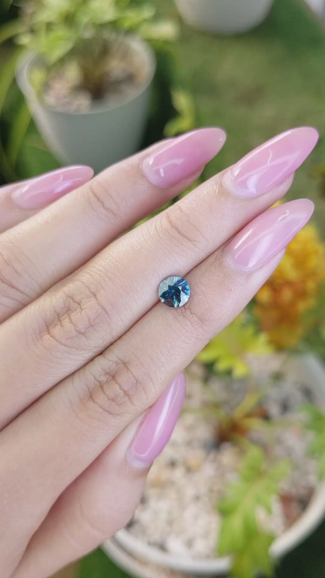 1.04 Ct. Bluish Green Sapphire from Madagascar Size Video