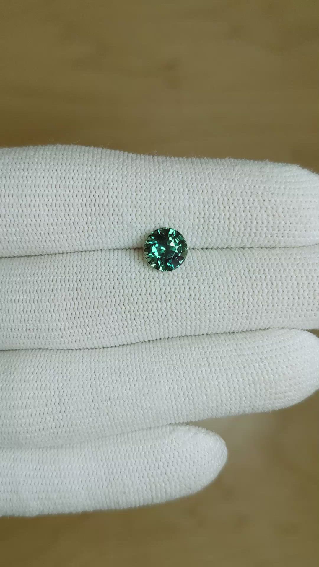 2.16 Ct. Bluish Green Sapphire from Madagascar Size Video