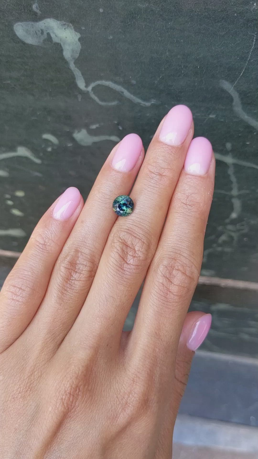 2.20 Ct. Bluish Green Sapphire from Madagascar Size Video