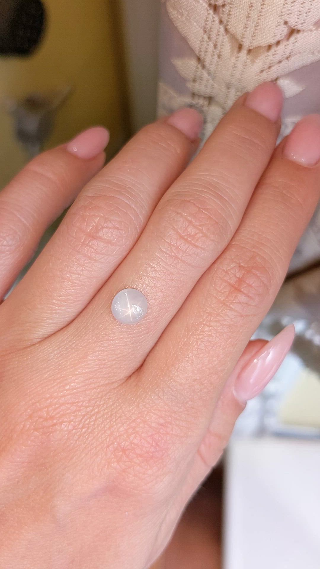 1.77 Ct. White Star Sapphire from Ceylon (Sri Lanka) Size Video