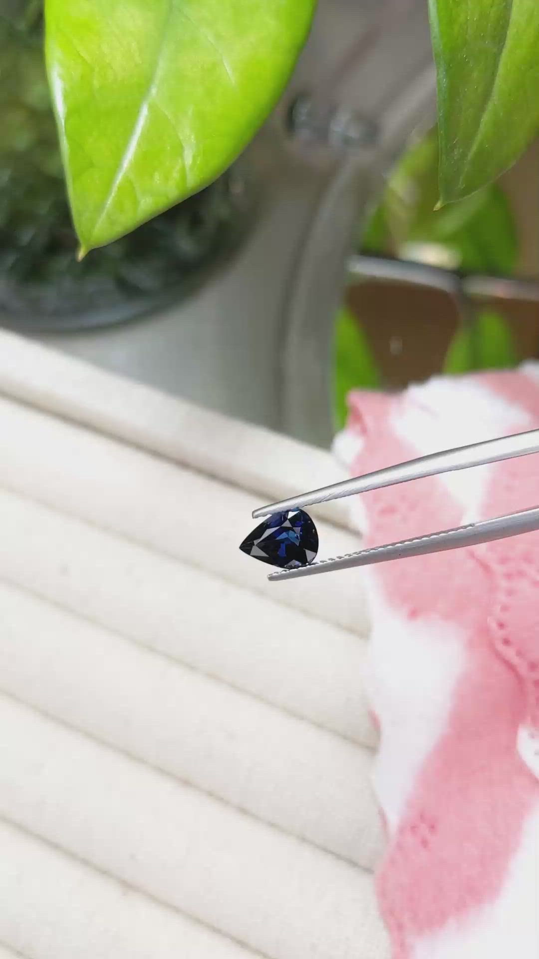 1.29 Ct. Blue Sapphire from Ceylon (Sri Lanka) Size Video