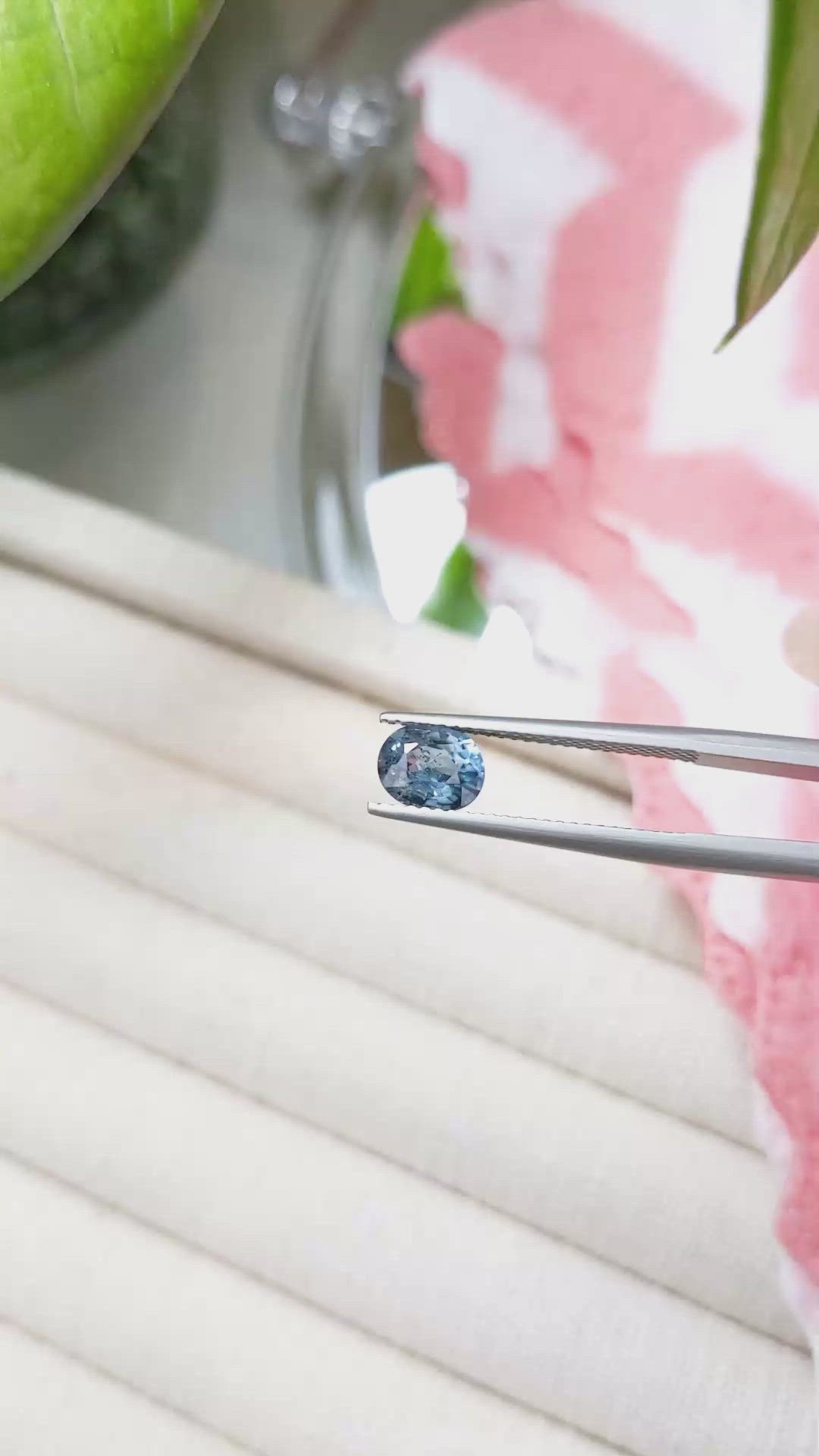 1.27 Ct. Greyish Blue Sapphire from Ceylon (Sri Lanka) Size Video