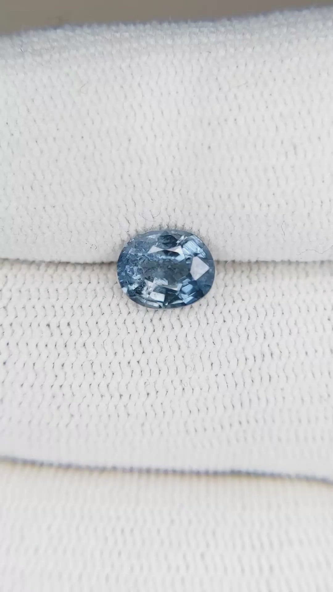 1.27 Ct. Greyish Blue Sapphire from Ceylon (Sri Lanka) Size Video