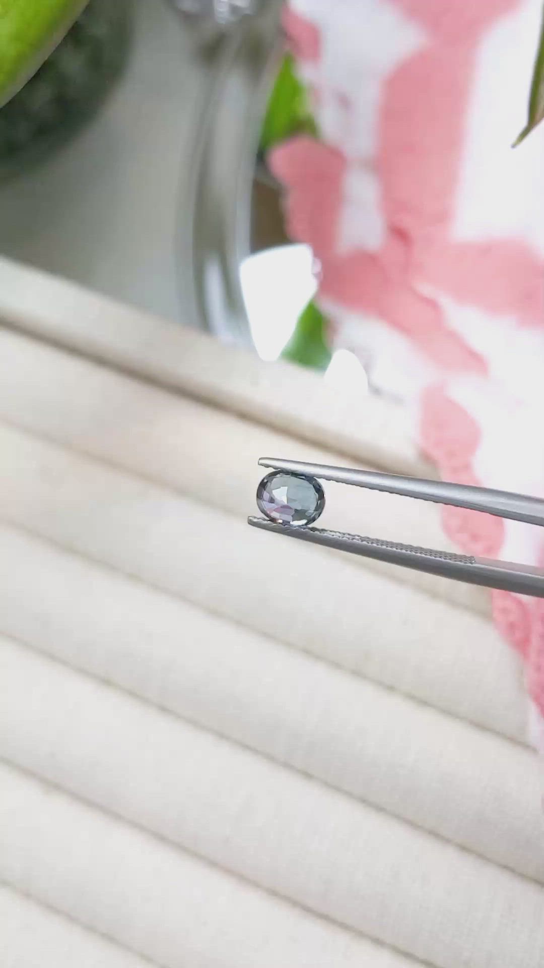 0.98 Ct. Greyish Blue Sapphire from Ceylon (Sri Lanka) Size Video