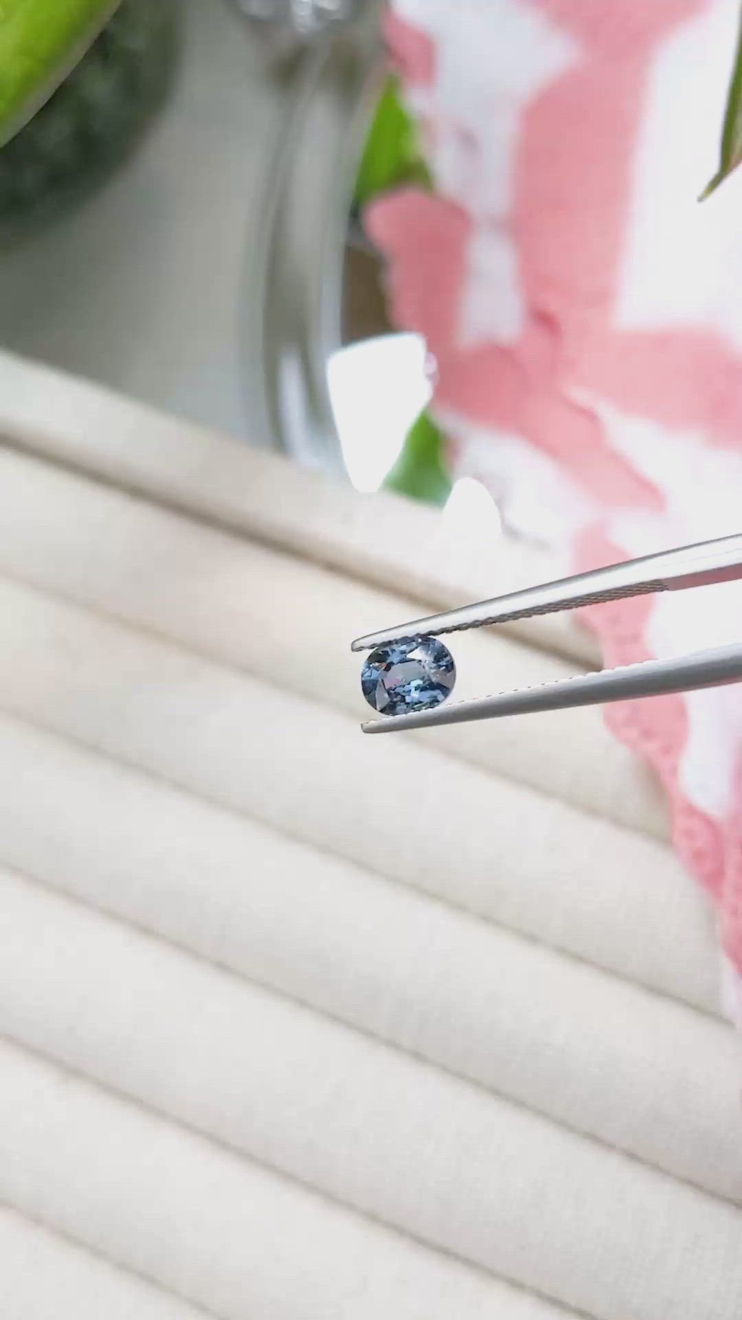 0.98 Ct. Greyish Blue Sapphire from Ceylon (Sri Lanka) Size Video