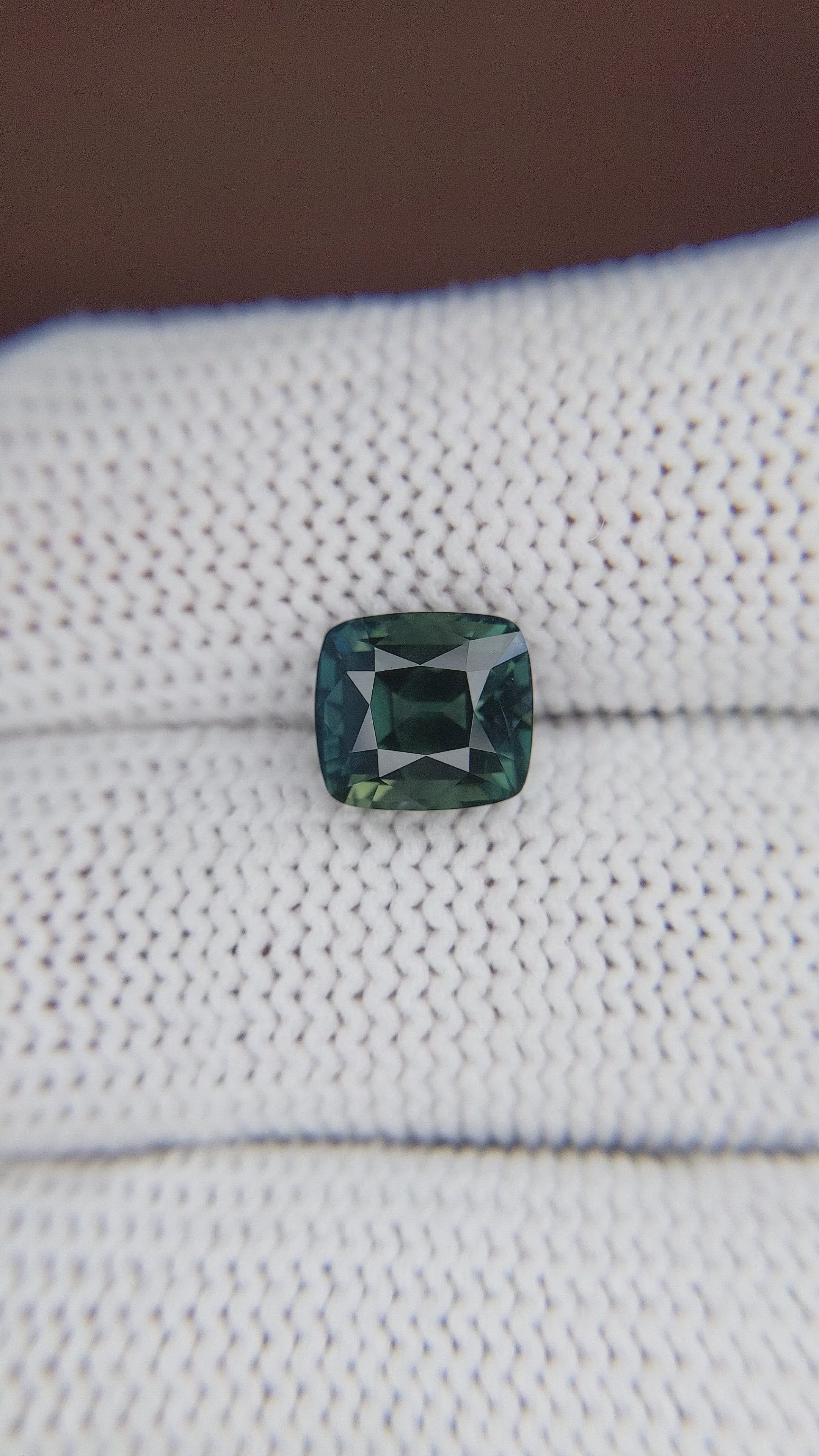 3.24 Ct. Bluish Green Sapphire from Madagascar Size Video