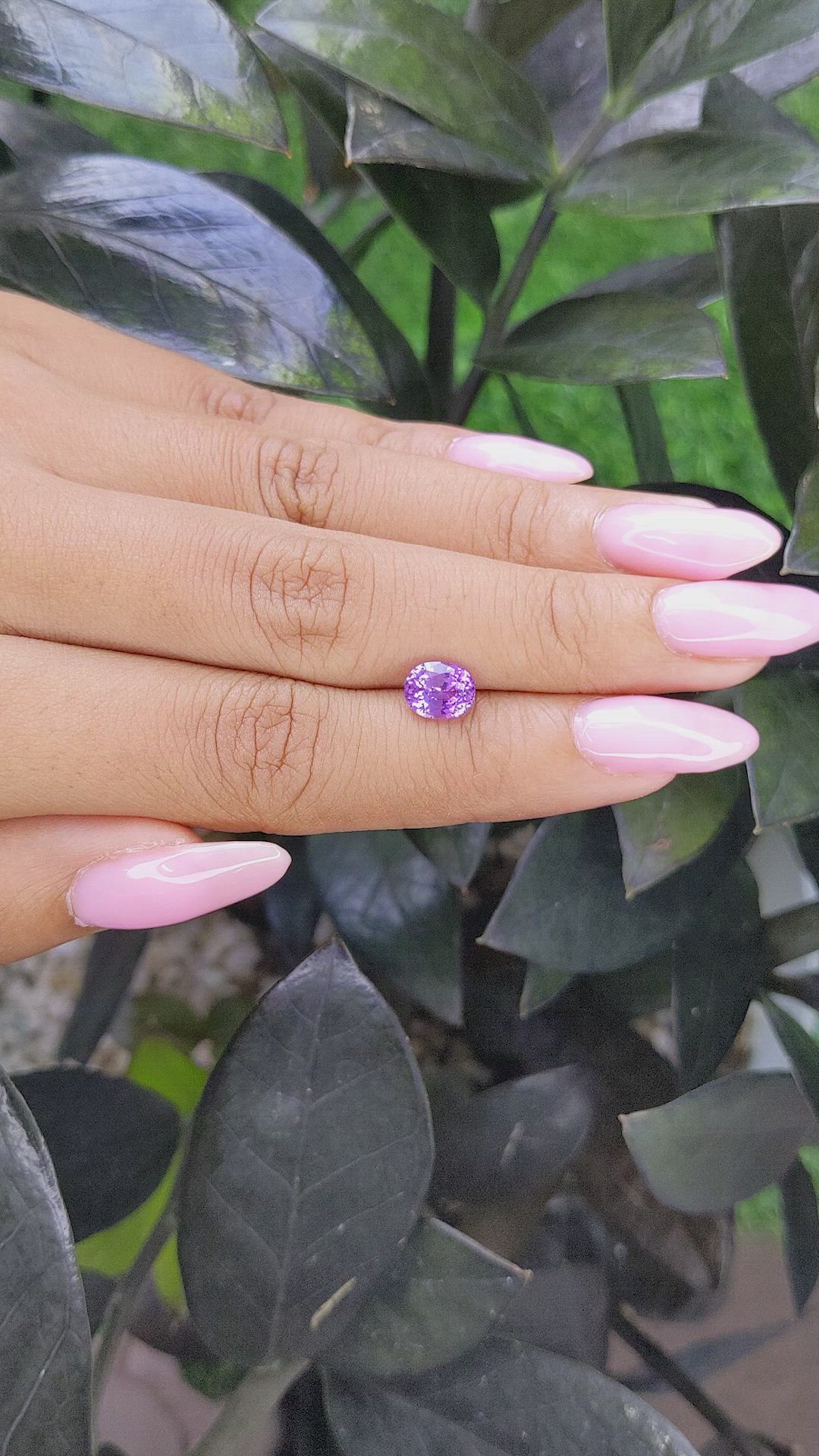 1.67 Ct. Bluish Purple Sapphire from Tanzania Size Video
