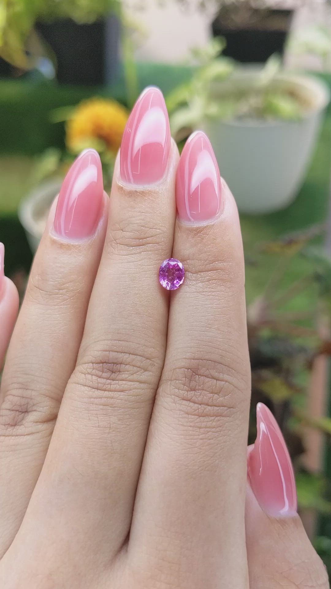 0.71 Ct. Purplish Pink Sapphire from Ceylon (Sri Lanka) Size Video