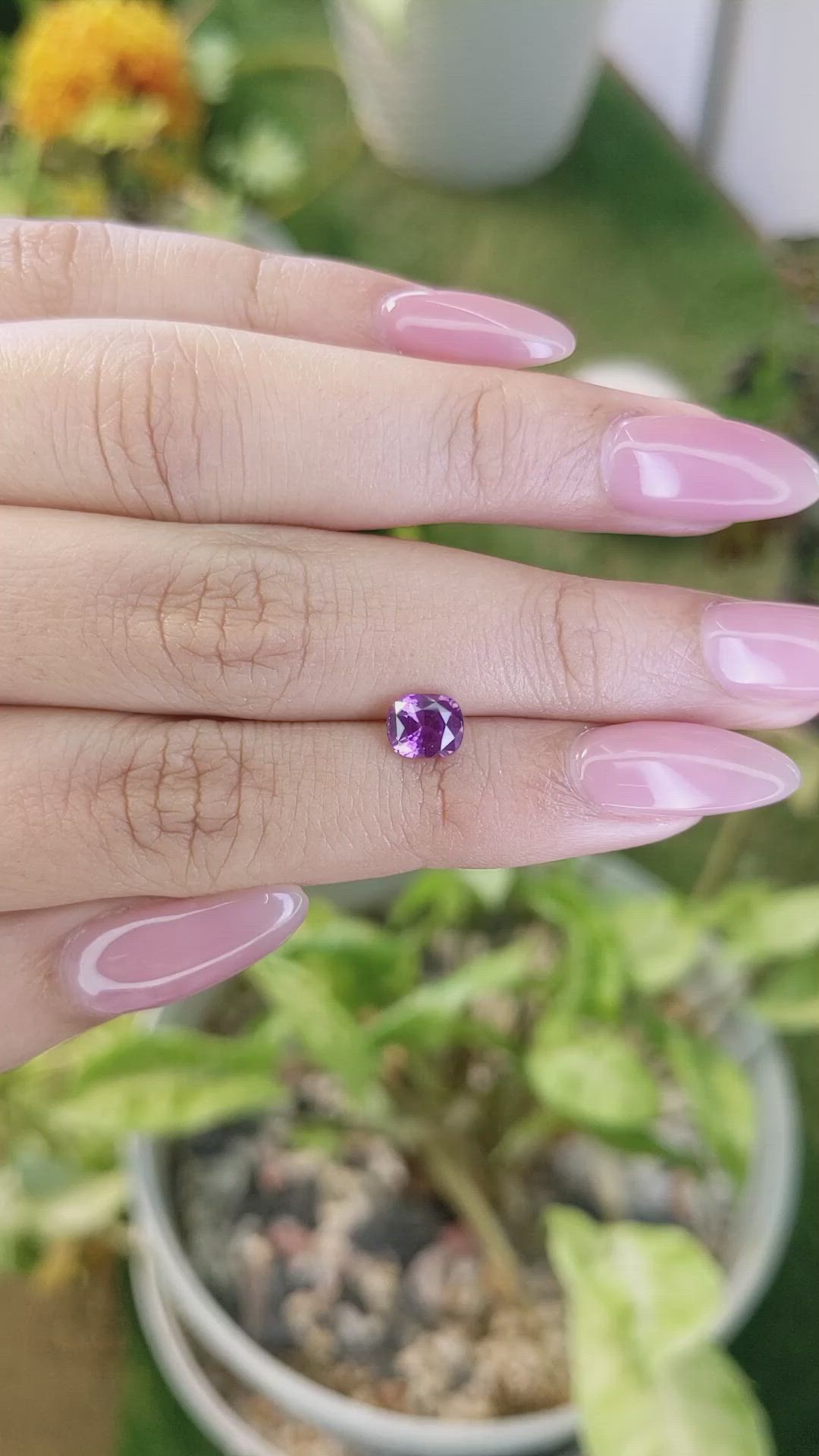 1.31 Ct. Pinkish Purple Sapphire from Ceylon (Sri Lanka) Size Video