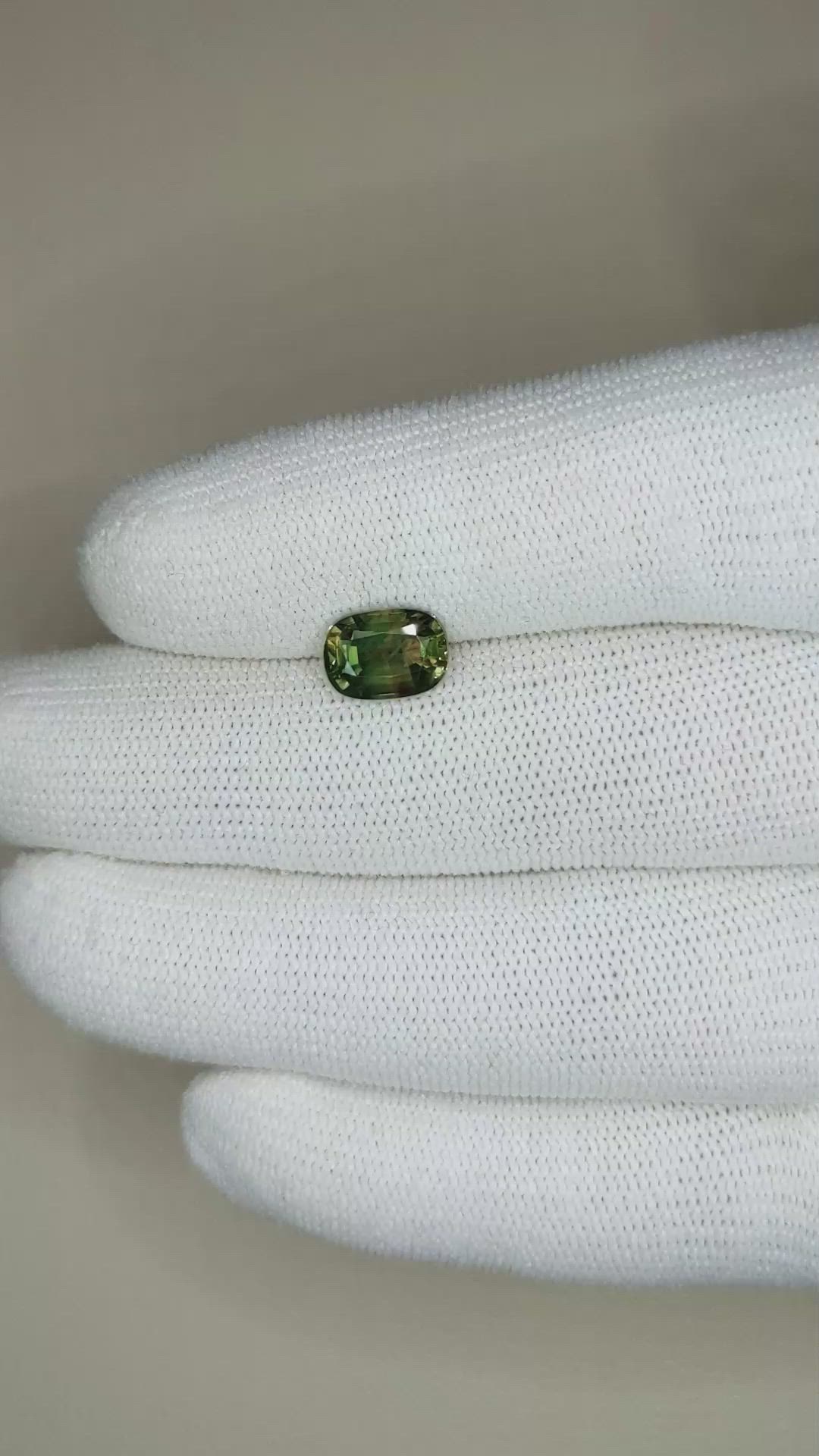 2.28 Ct. Yellowish Green Sapphire from Ceylon (Sri Lanka) Size Video