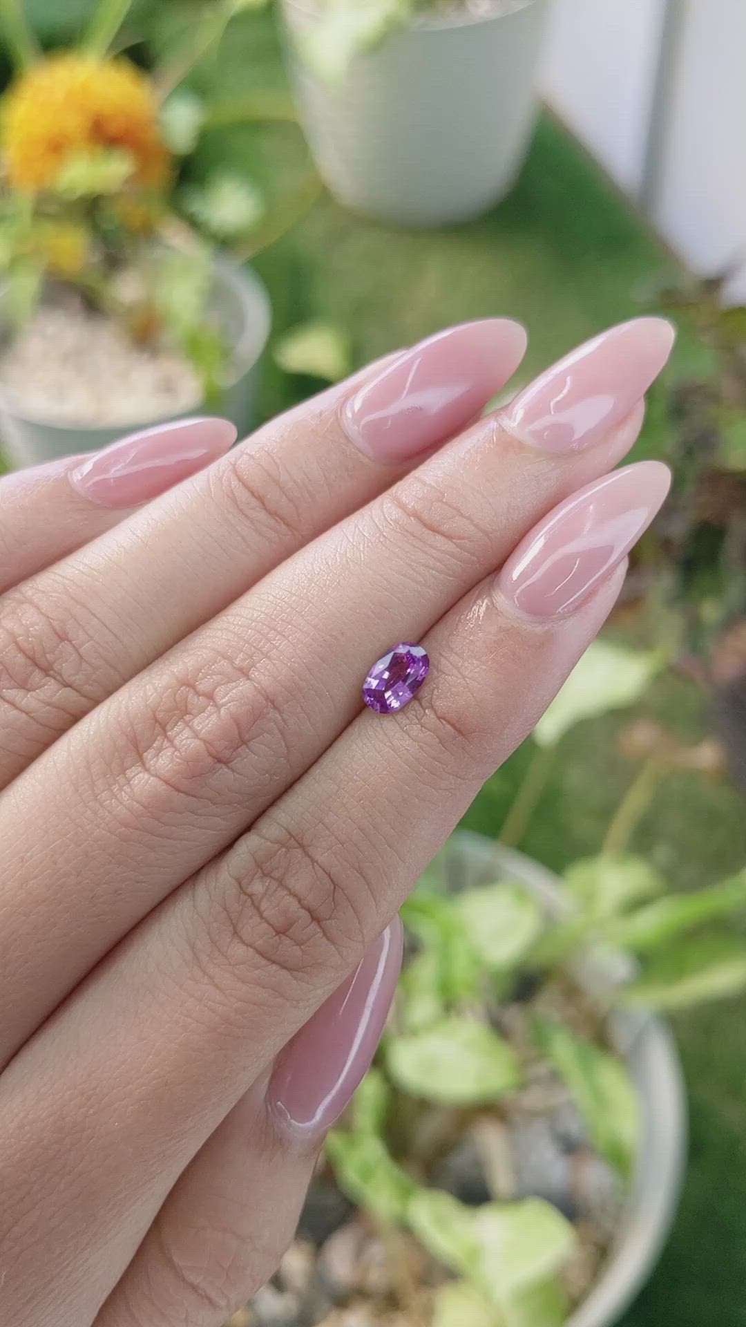 0.66 Ct. Pinkish Purple Sapphire from Ceylon (Sri Lanka) Size Video