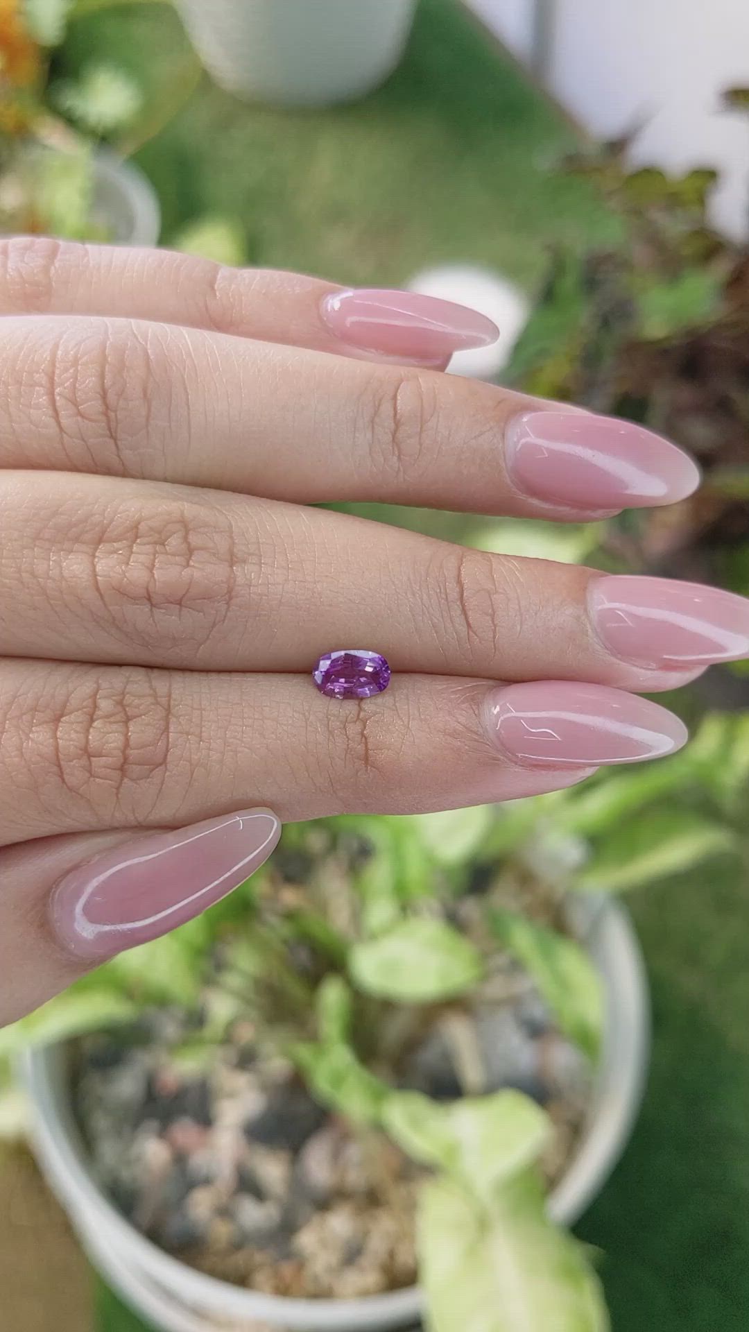 0.66 Ct. Pinkish Purple Sapphire from Ceylon (Sri Lanka) Size Video