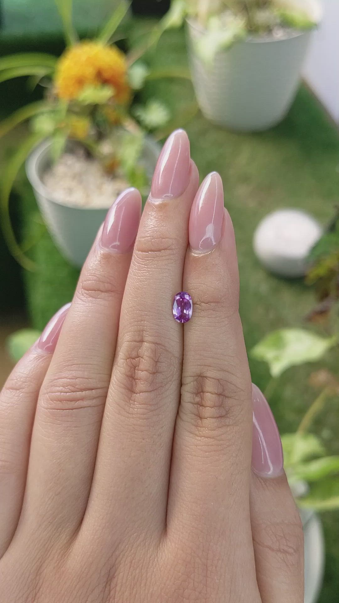 0.66 Ct. Pinkish Purple Sapphire from Ceylon (Sri Lanka) Size Video
