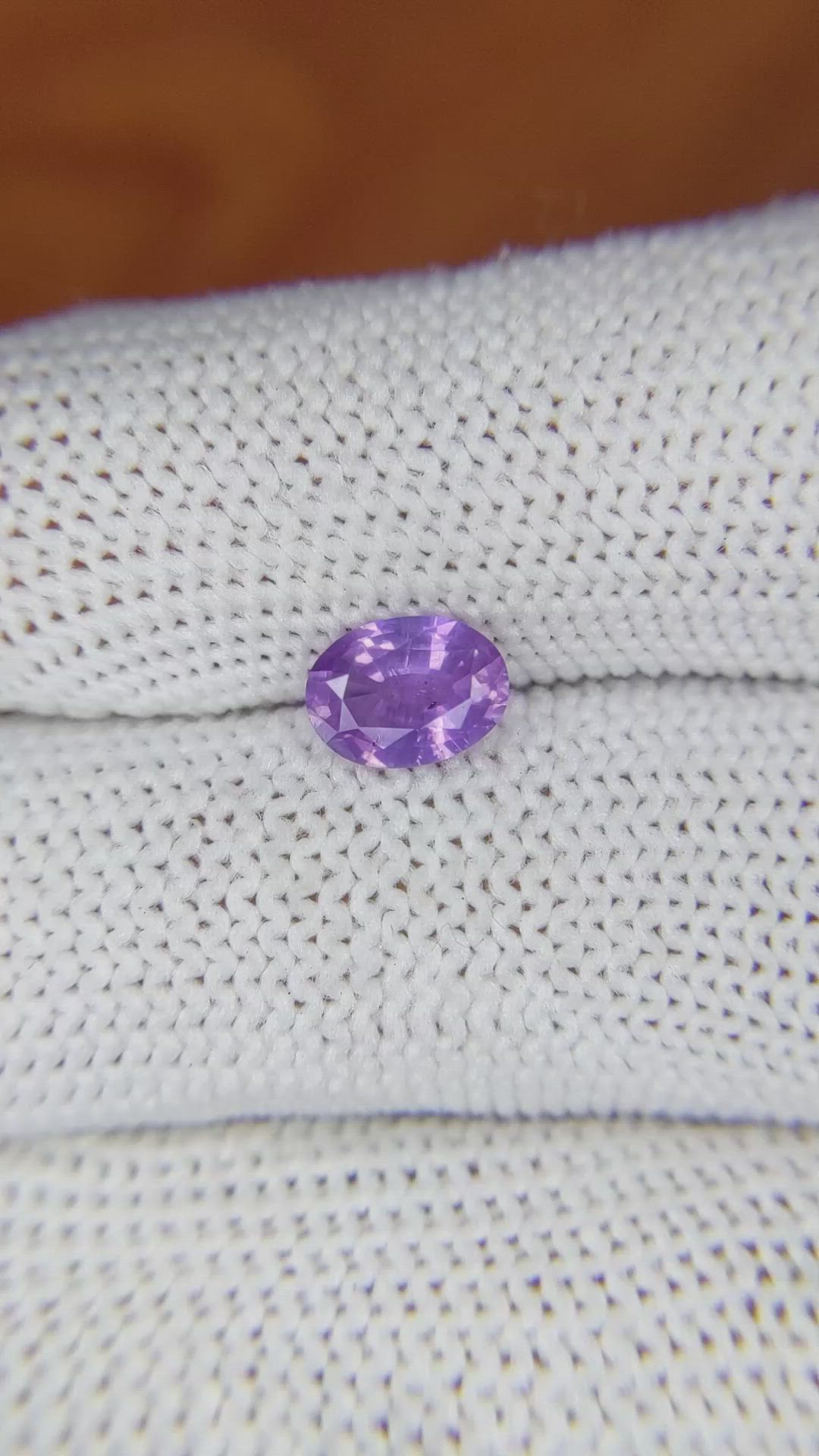 1.07 Ct. Pinkish Purple Sapphire from Ceylon (Sri Lanka) Size Video