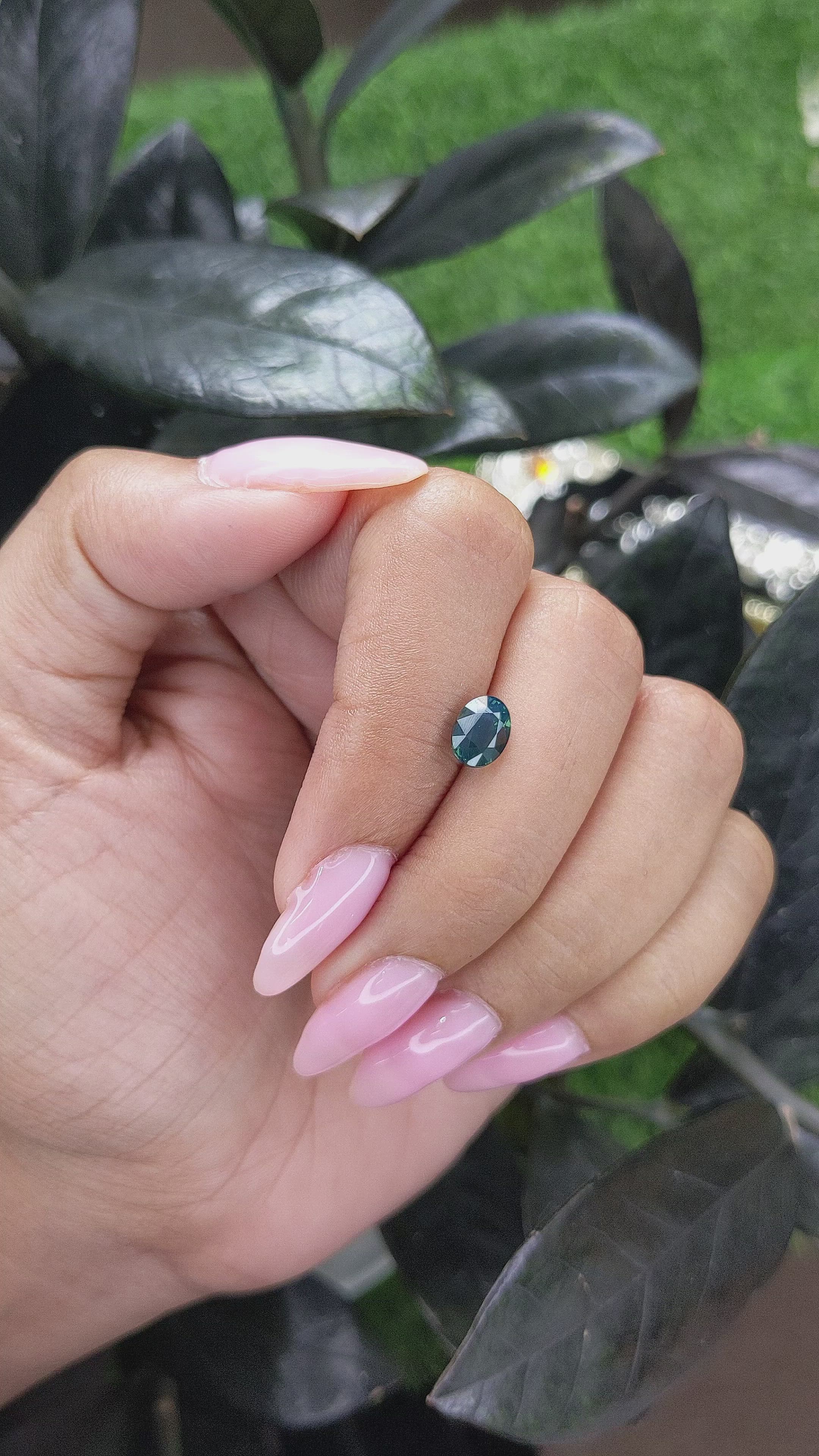 1.58 Ct. Bluish Green Sapphire from Madagascar Size Video