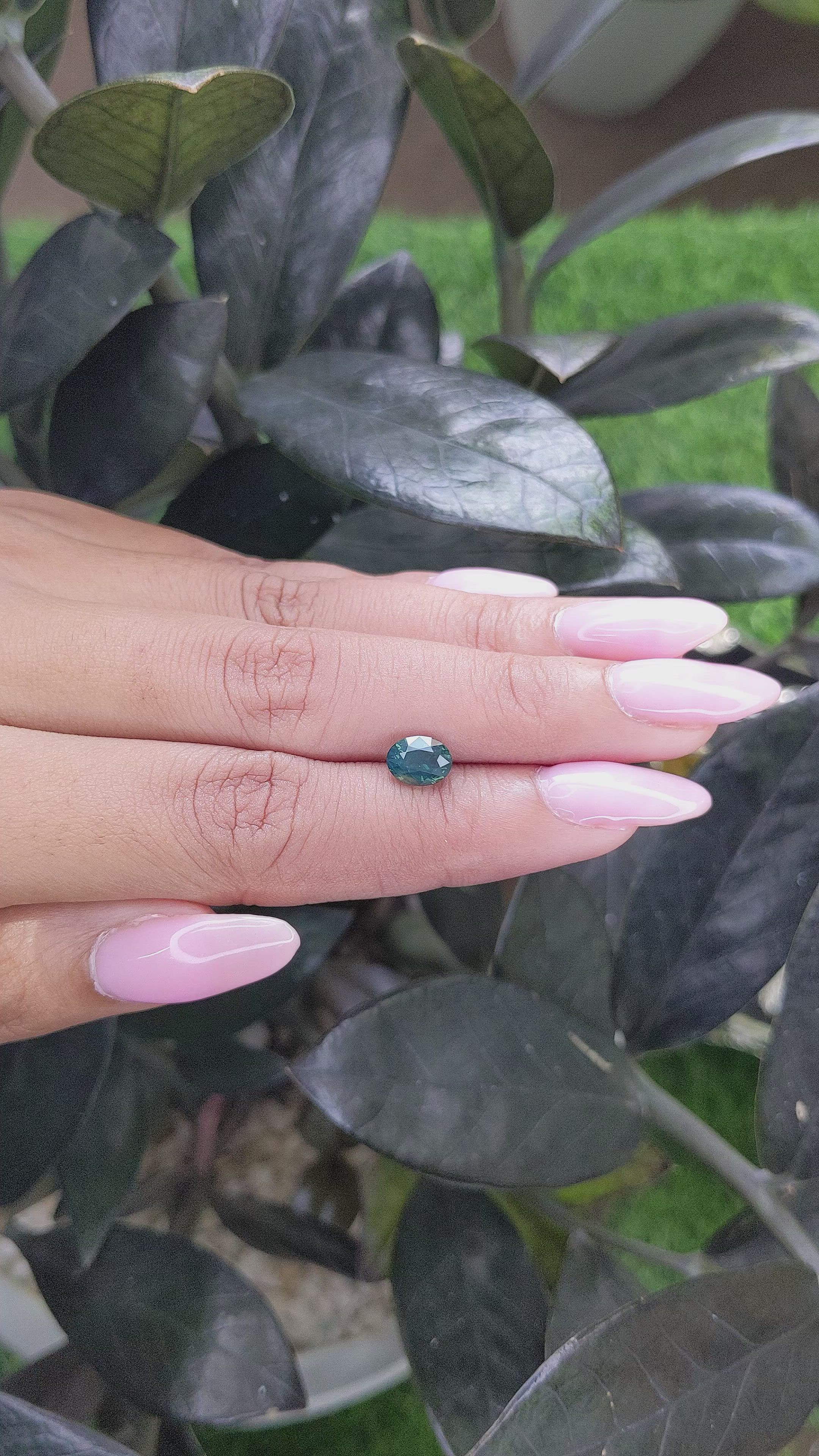 1.58 Ct. Bluish Green Sapphire from Madagascar Size Video