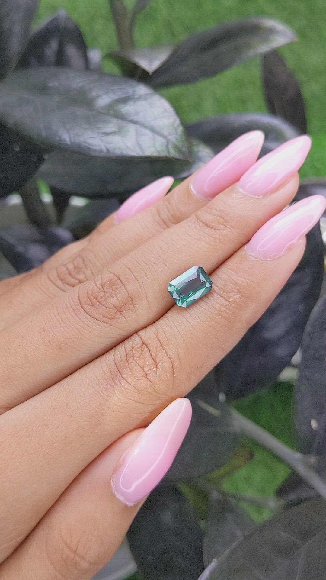 2.56 Ct. Bluish Green Sapphire from Madagascar Size Video