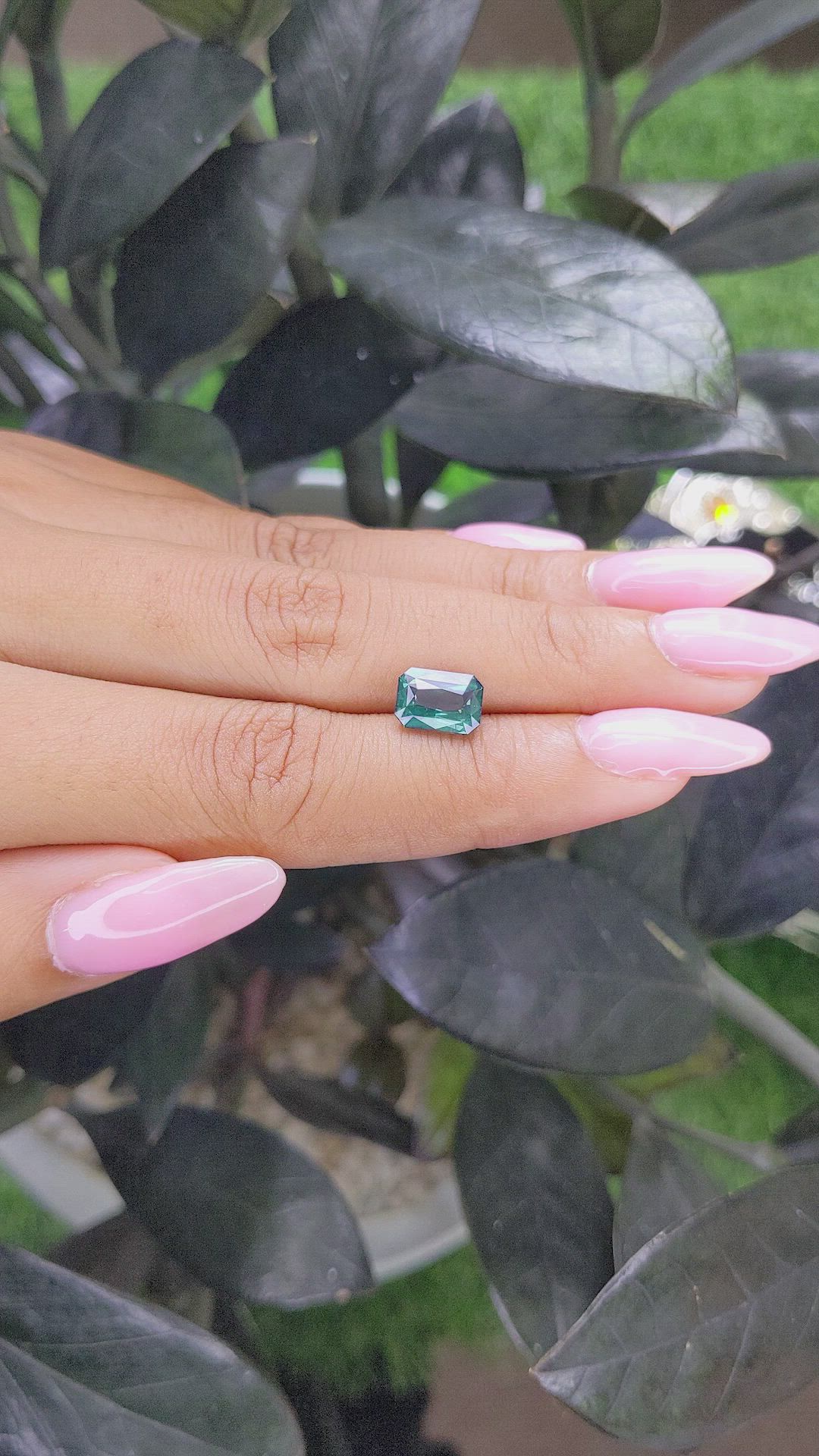 2.56 Ct. Bluish Green Sapphire from Madagascar Size Video