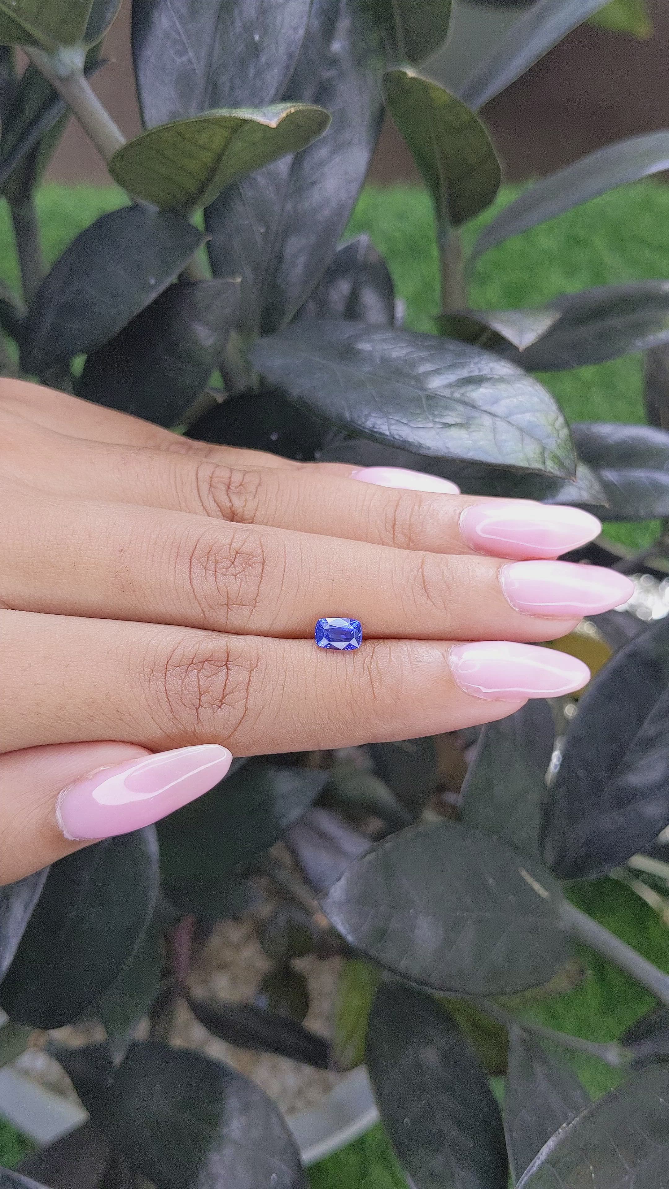 1.03 Ct. Blue Sapphire from Ceylon (Sri Lanka) Size Video