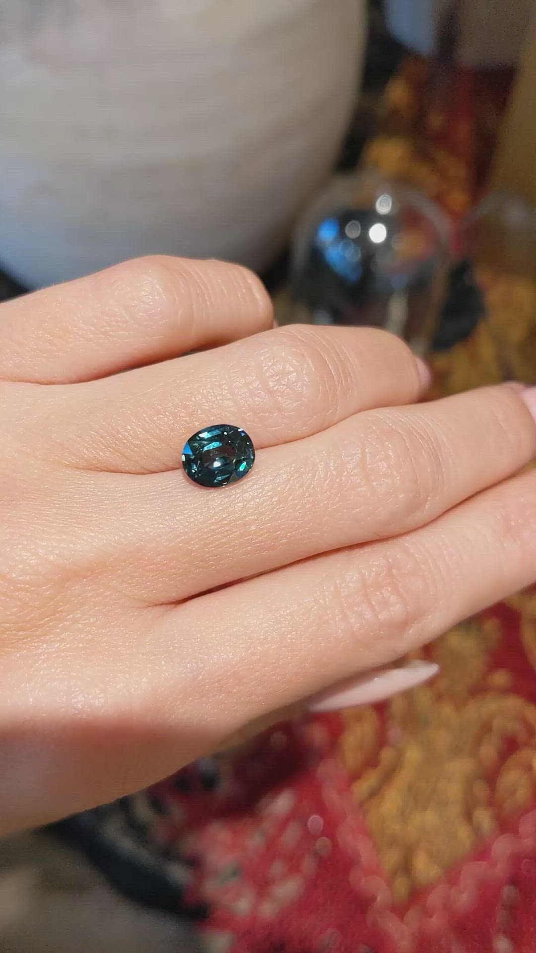 3.01 Ct. Greenish Blue Sapphire from Madagascar Size Video