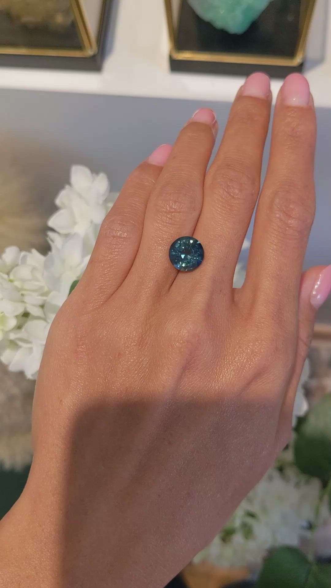 5.25 Ct. Bluish Green Sapphire from Ceylon (Sri Lanka) Size Video