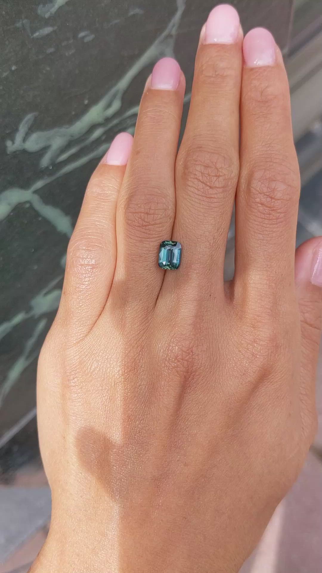 2.01 Ct. Bluish Green Sapphire from Ceylon (Sri Lanka) Size Video