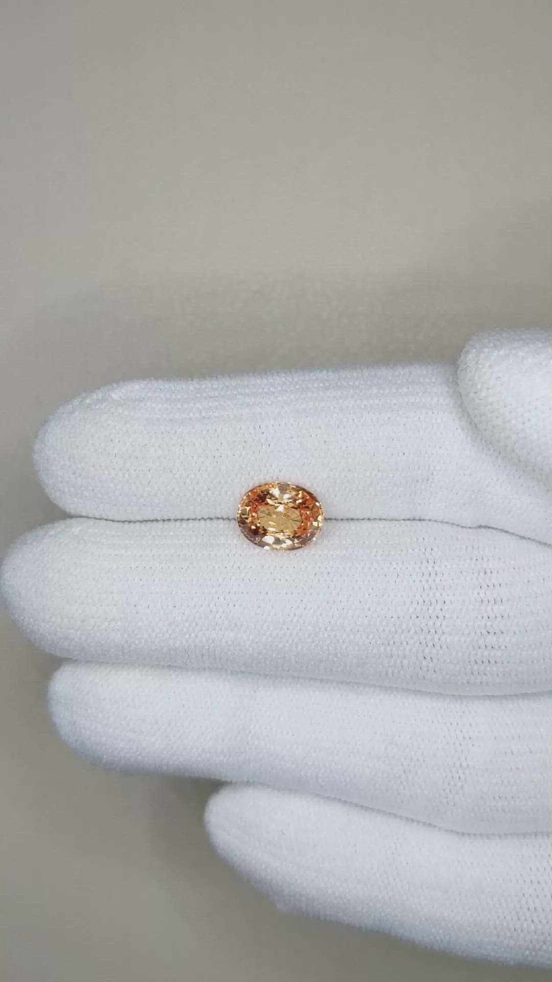 2.08 Ct. Peach Sapphire from Ceylon (Sri Lanka) Size Video