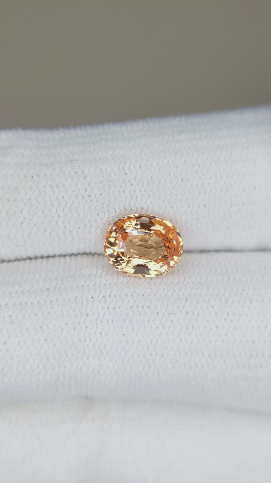 2.07 Ct. Peach Sapphire from Ceylon (Sri Lanka) Size Video