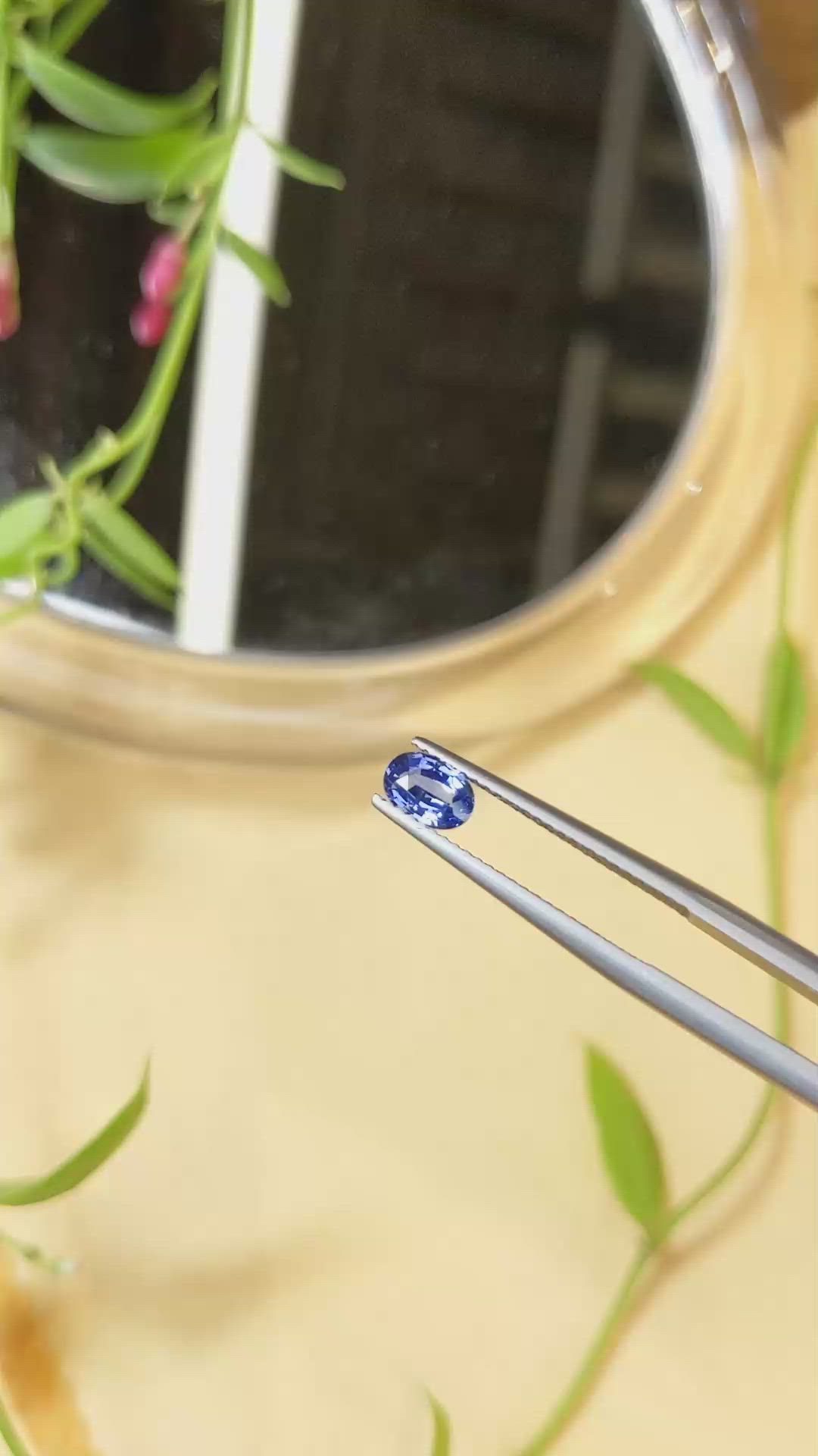0.69 Ct. Blue Sapphire from Ceylon (Sri Lanka) Size Video