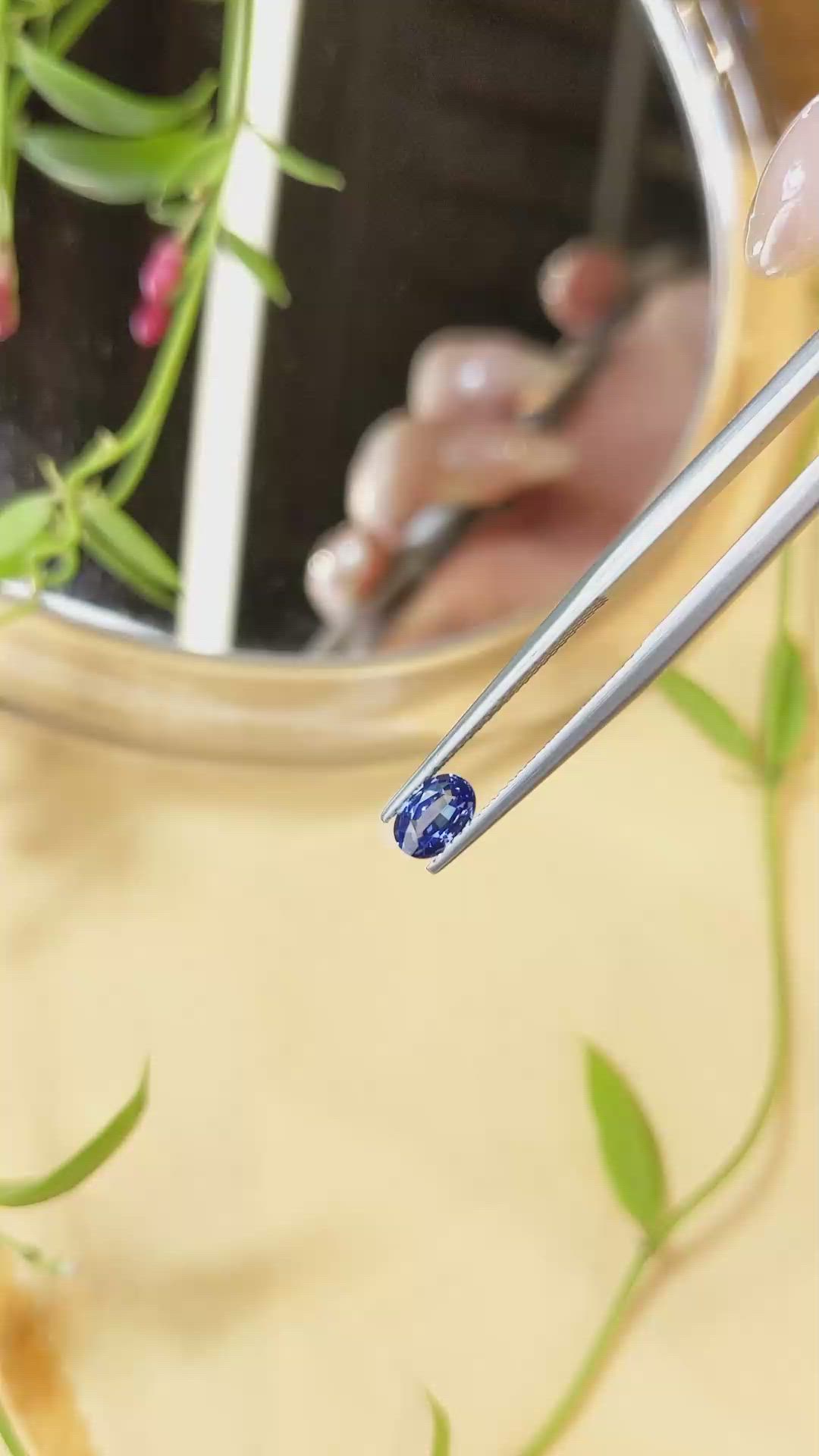 0.69 Ct. Blue Sapphire from Ceylon (Sri Lanka) Size Video