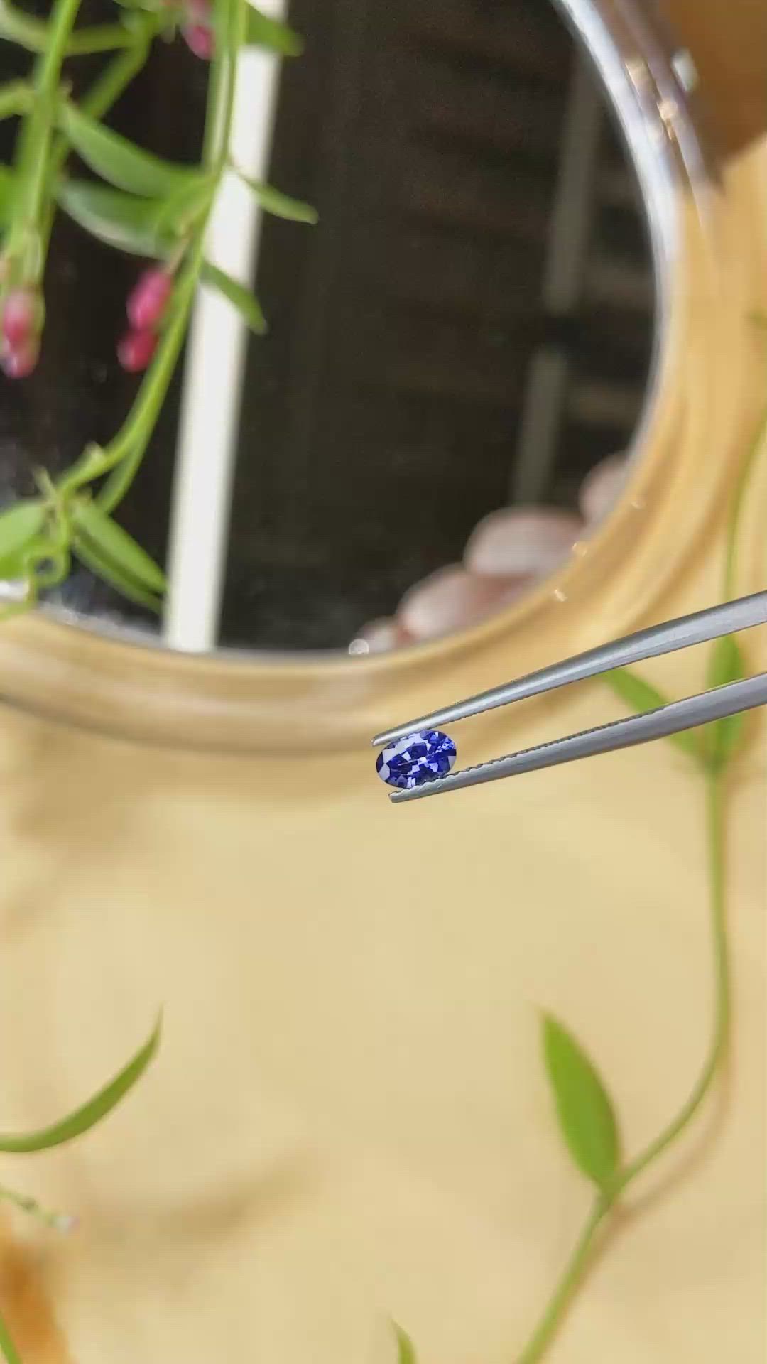 0.48 Ct. Blue Sapphire from Ceylon (Sri Lanka) Size Video