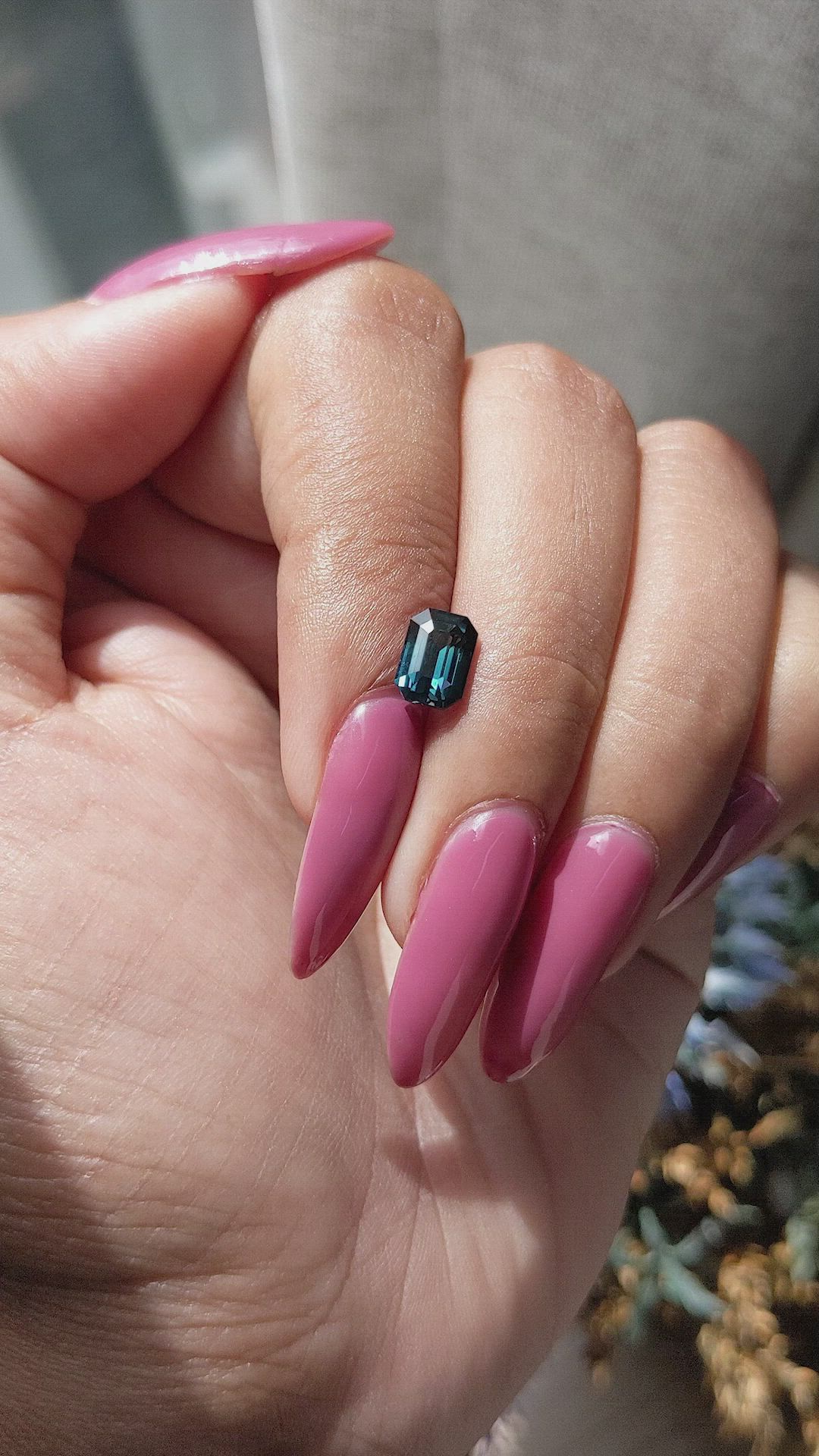 1.57 Ct. Bluish Green Sapphire from Madagascar Size Video