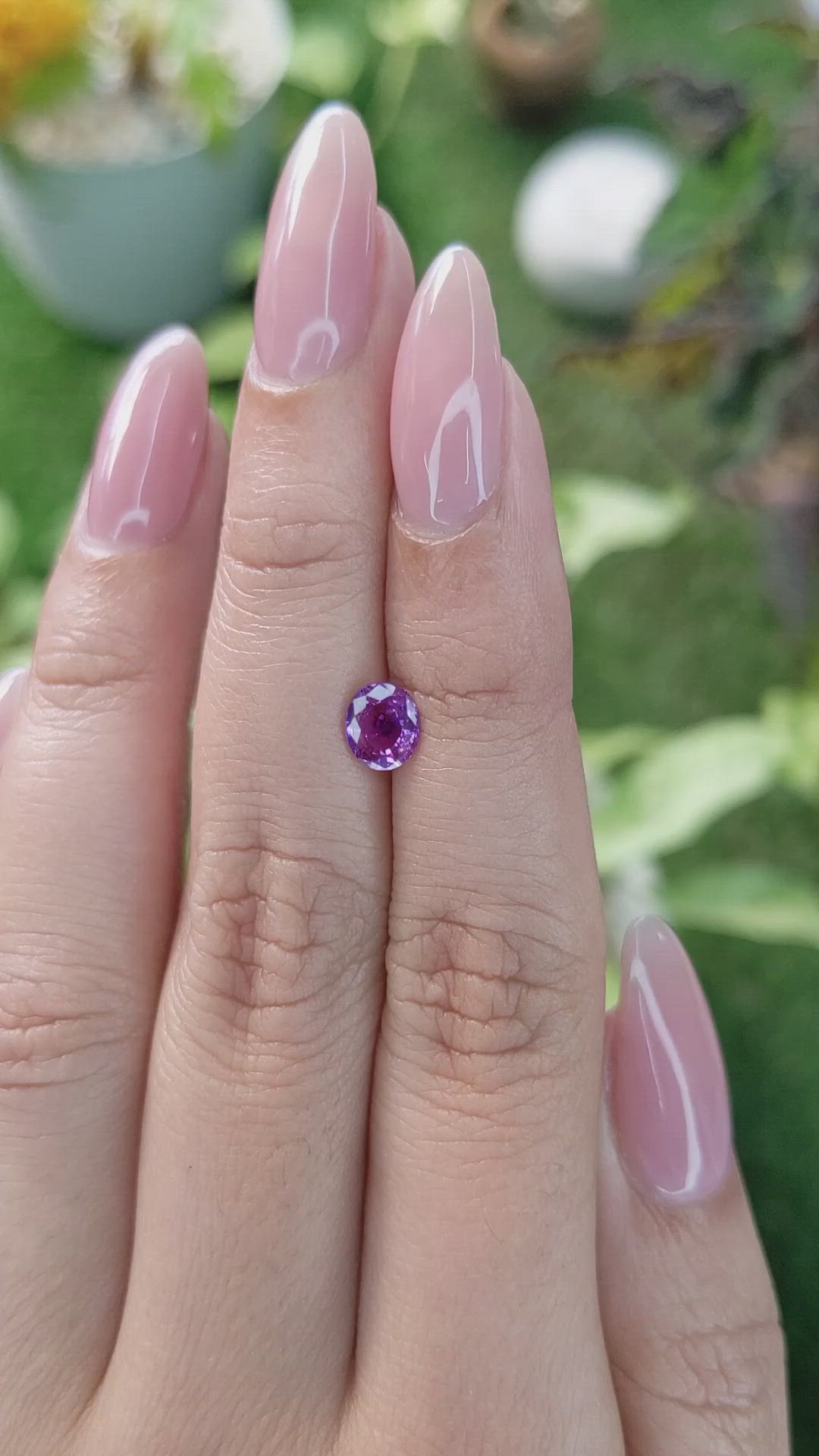 0.82 Ct. Pinkish Purple Sapphire from Ceylon (Sri Lanka) Size Video