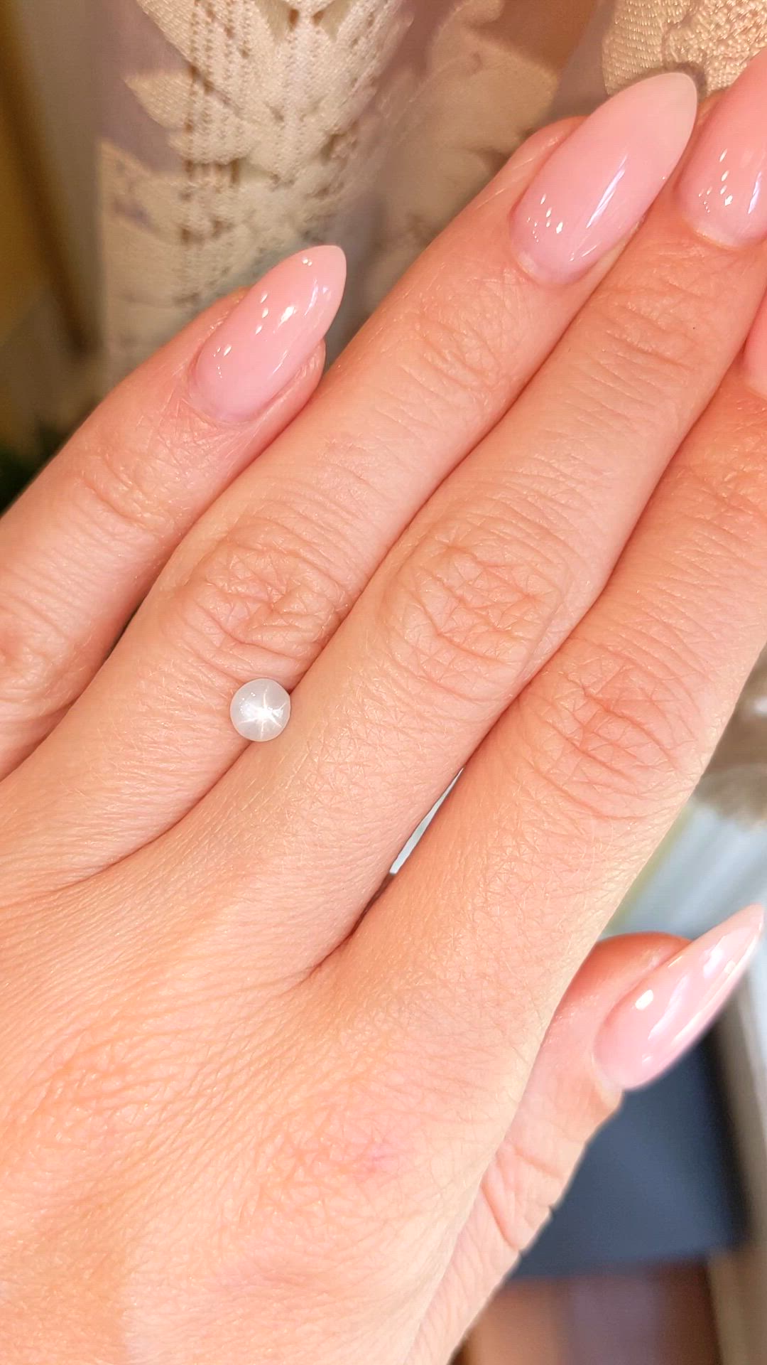 0.83 Ct. White Star Sapphire from Ceylon (Sri Lanka) Size Video