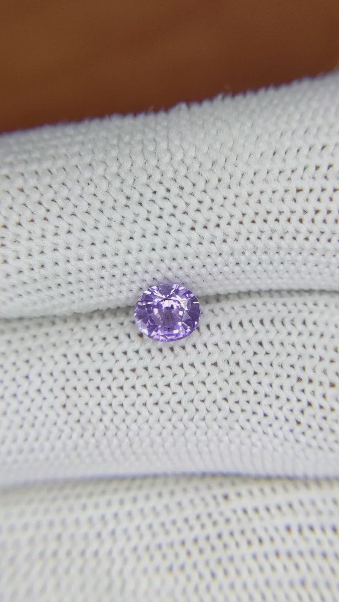 0.82 Ct. Pinkish Purple Sapphire from Ceylon (Sri Lanka) Size Video