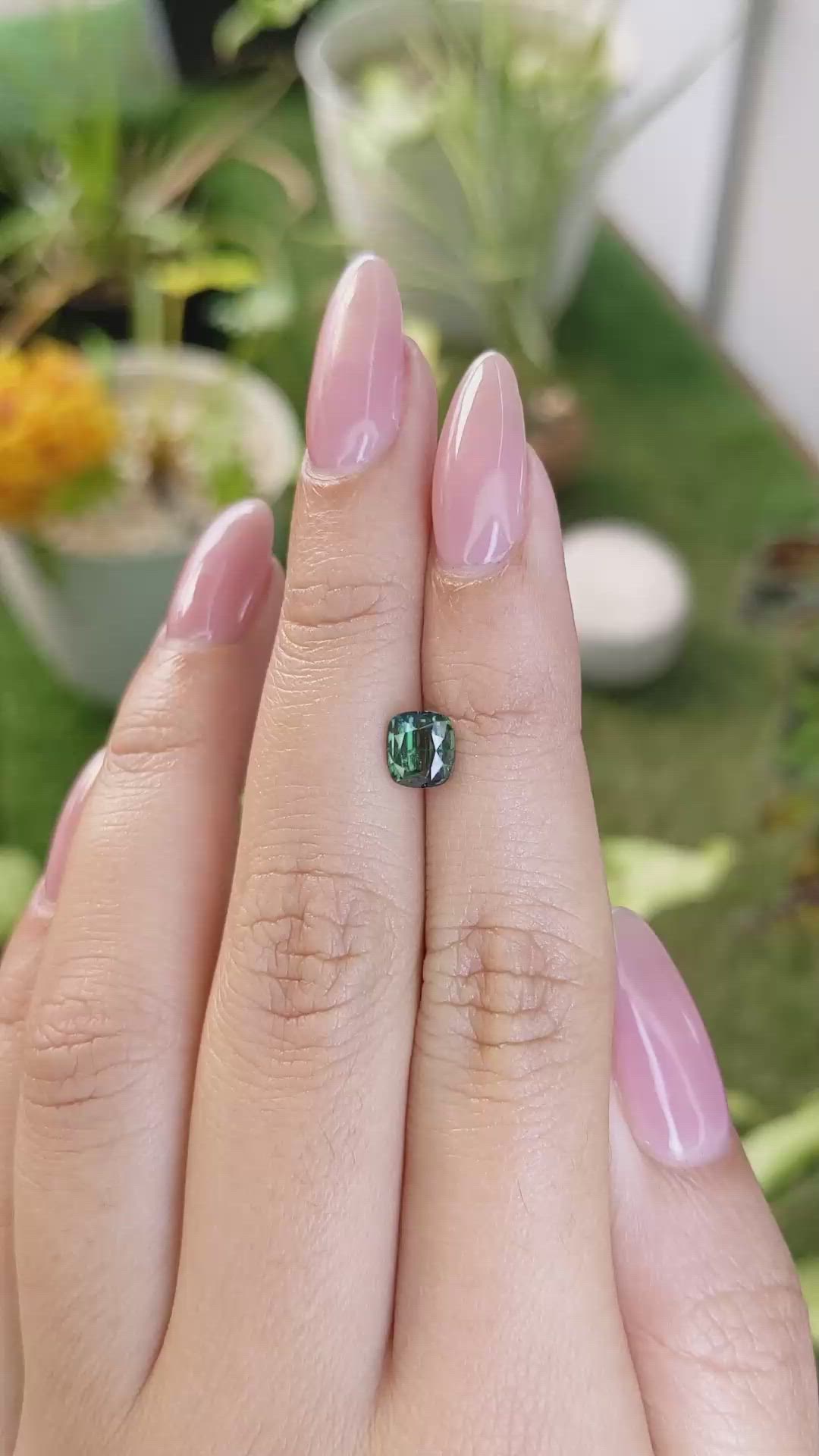 1.20 Ct. Bluish Green Sapphire from Madagascar Size Video