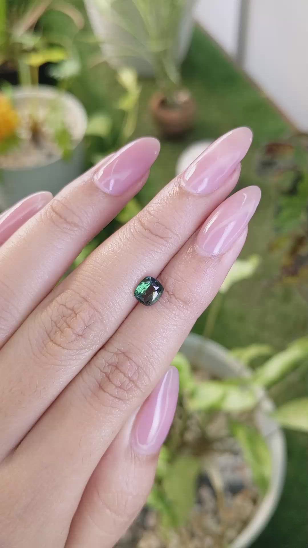 1.20 Ct. Bluish Green Sapphire from Madagascar Size Video