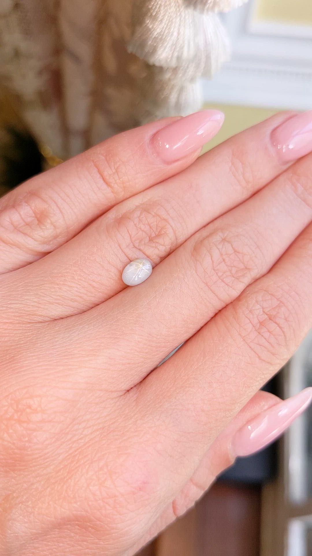 1.09 Ct. White Star Sapphire from Ceylon (Sri Lanka) Size Video