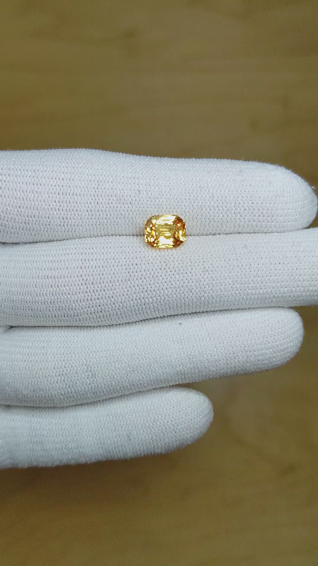 2.16 Ct. Orangish Yellow Sapphire from Ceylon (Sri Lanka) Size Video