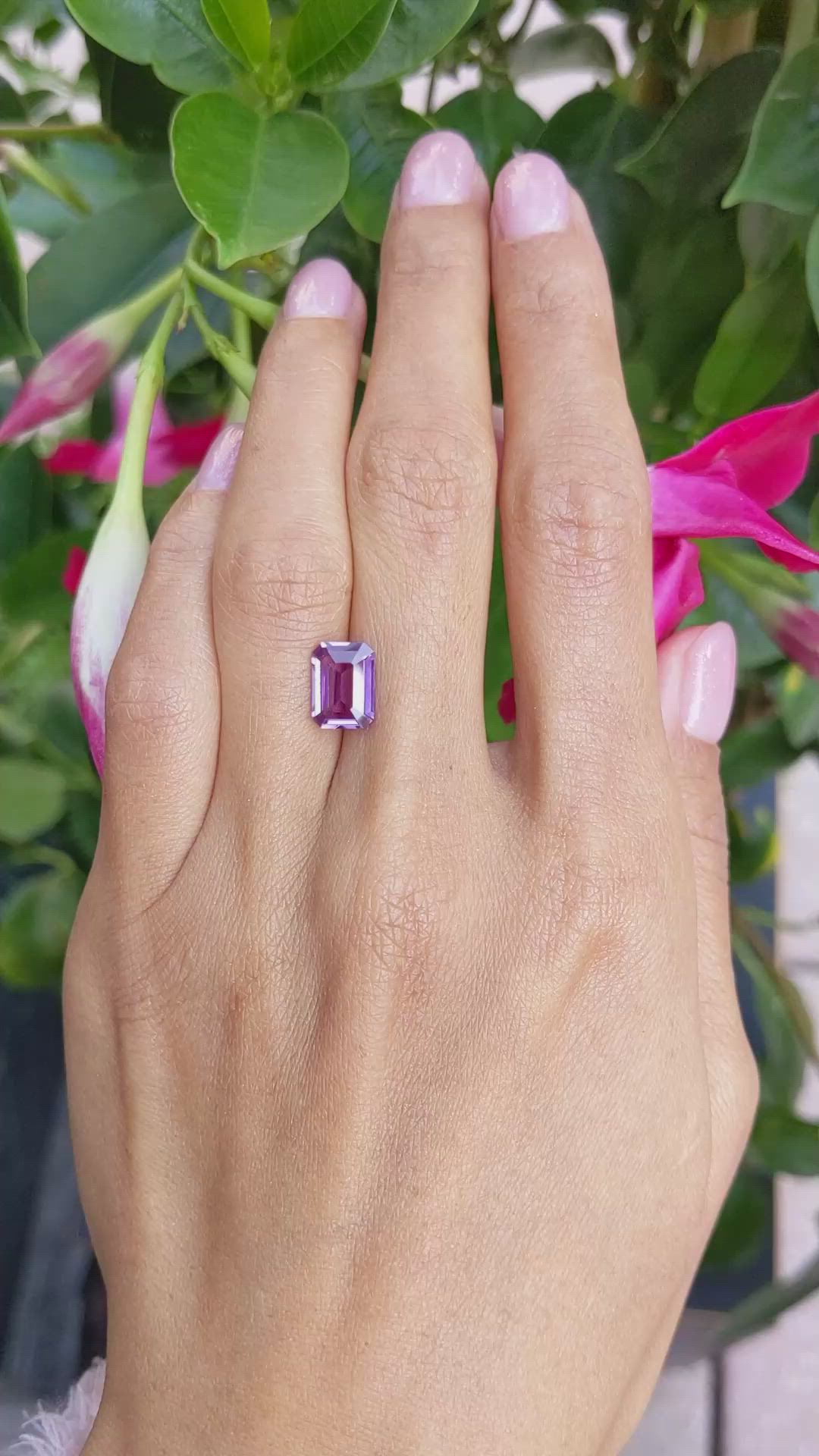 2.63 Ct. Pinkish Purple Sapphire from Madagascar Size Video